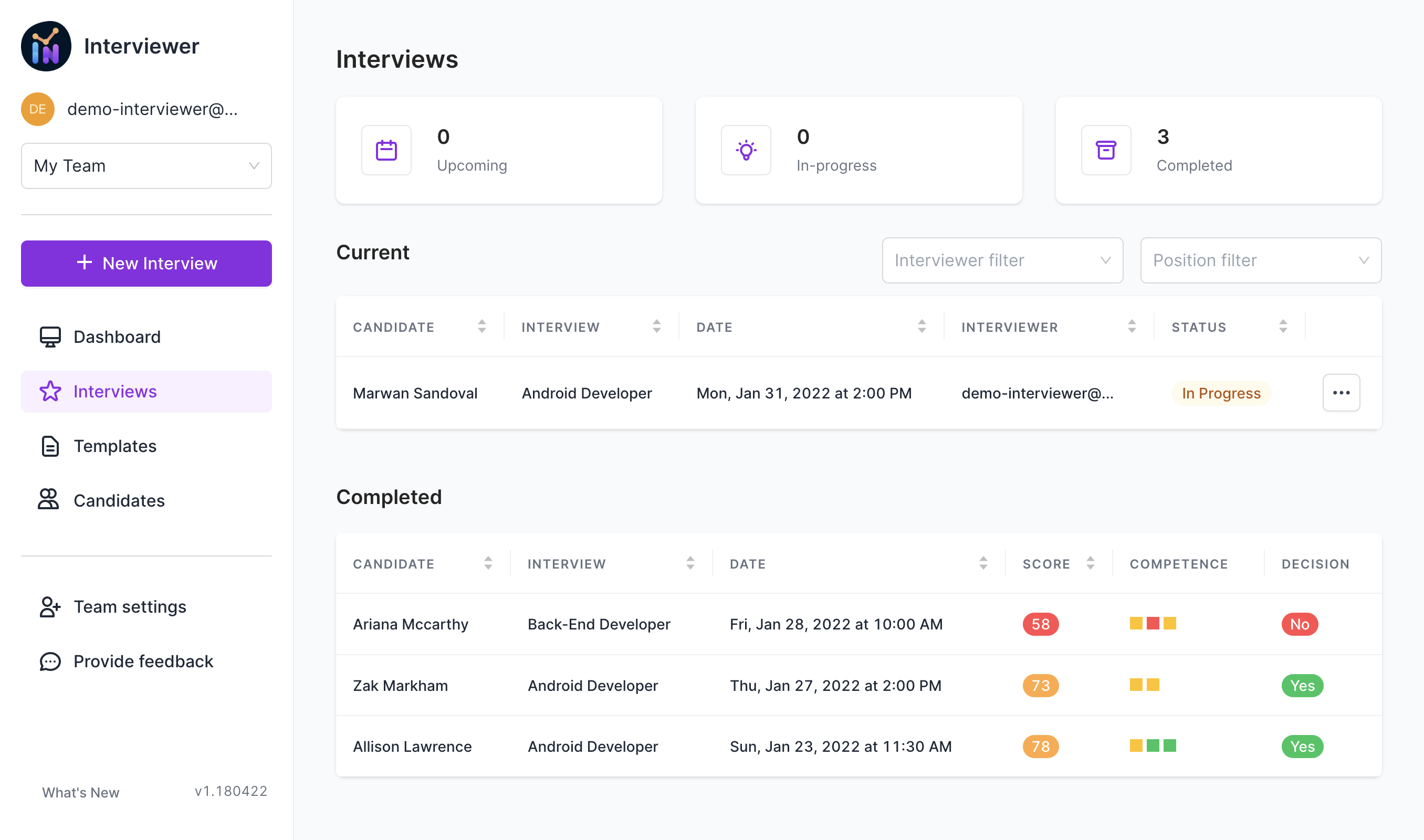 Centralized interview templates