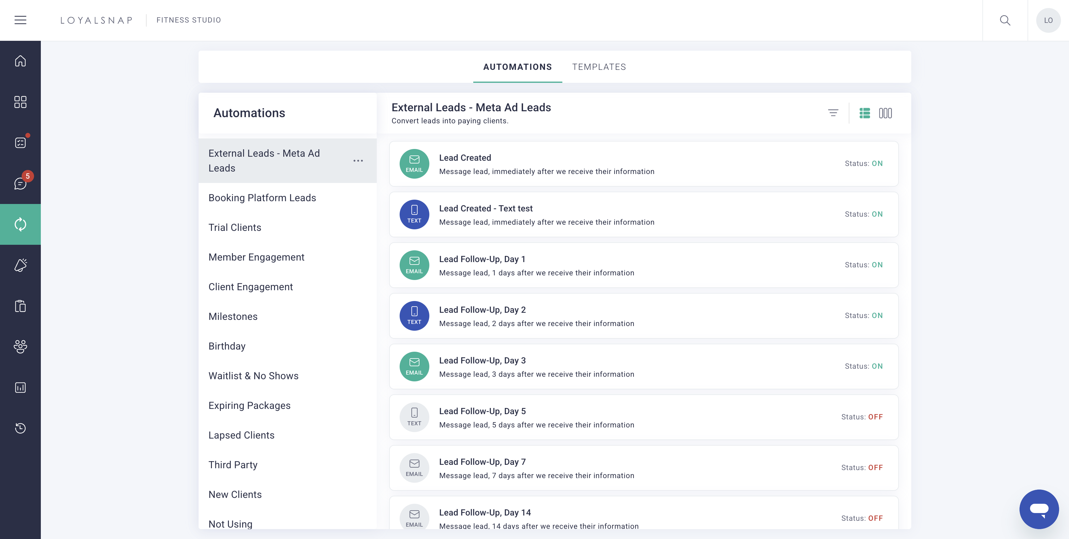 Click here to see your Automations in column view.