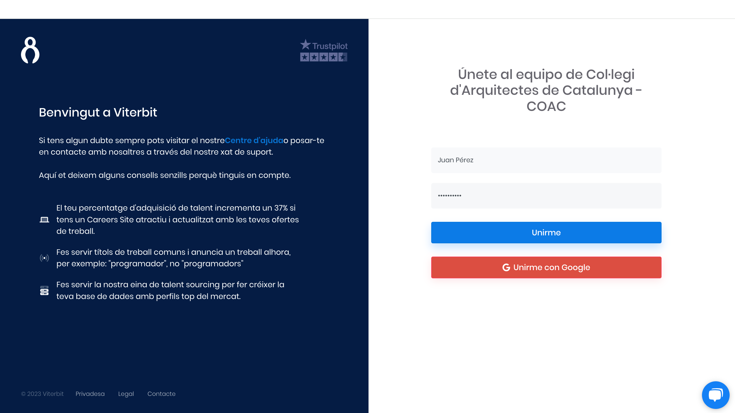 Després d'escriure el teu nom i crear la teva contrasenya, uneix-te.