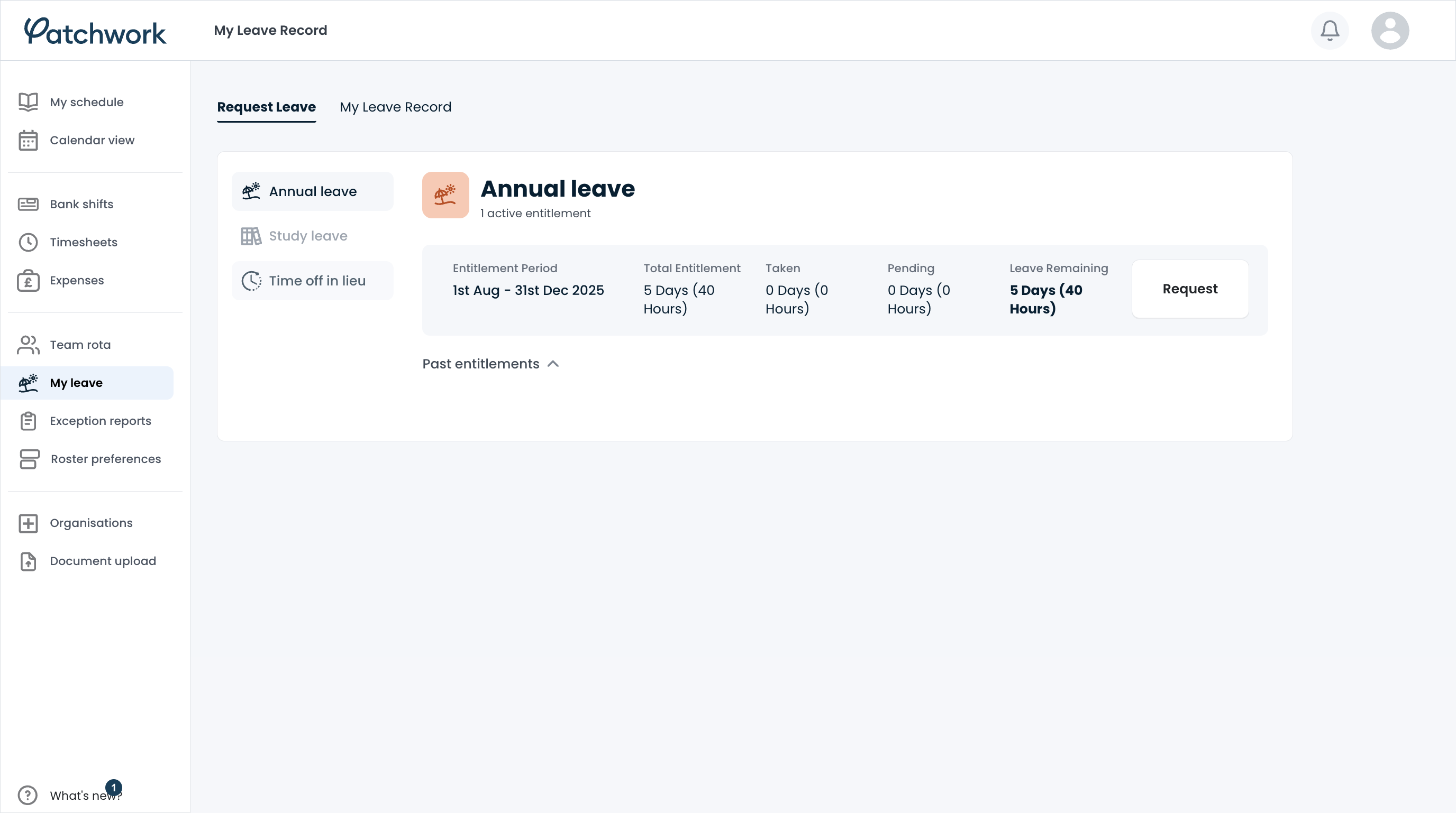 Leave is managed via the same app where clinicians can view their roster and raise exception reports.