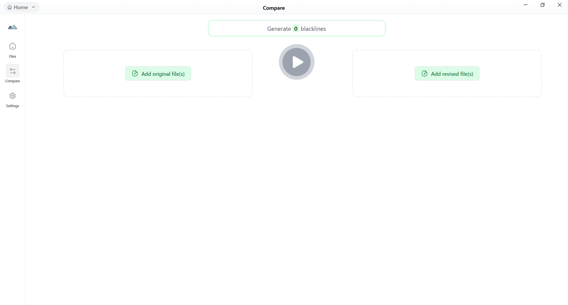 Add your source and revised files by opening them in the app, or dragging them in from your desktop, finder, email, etc.!