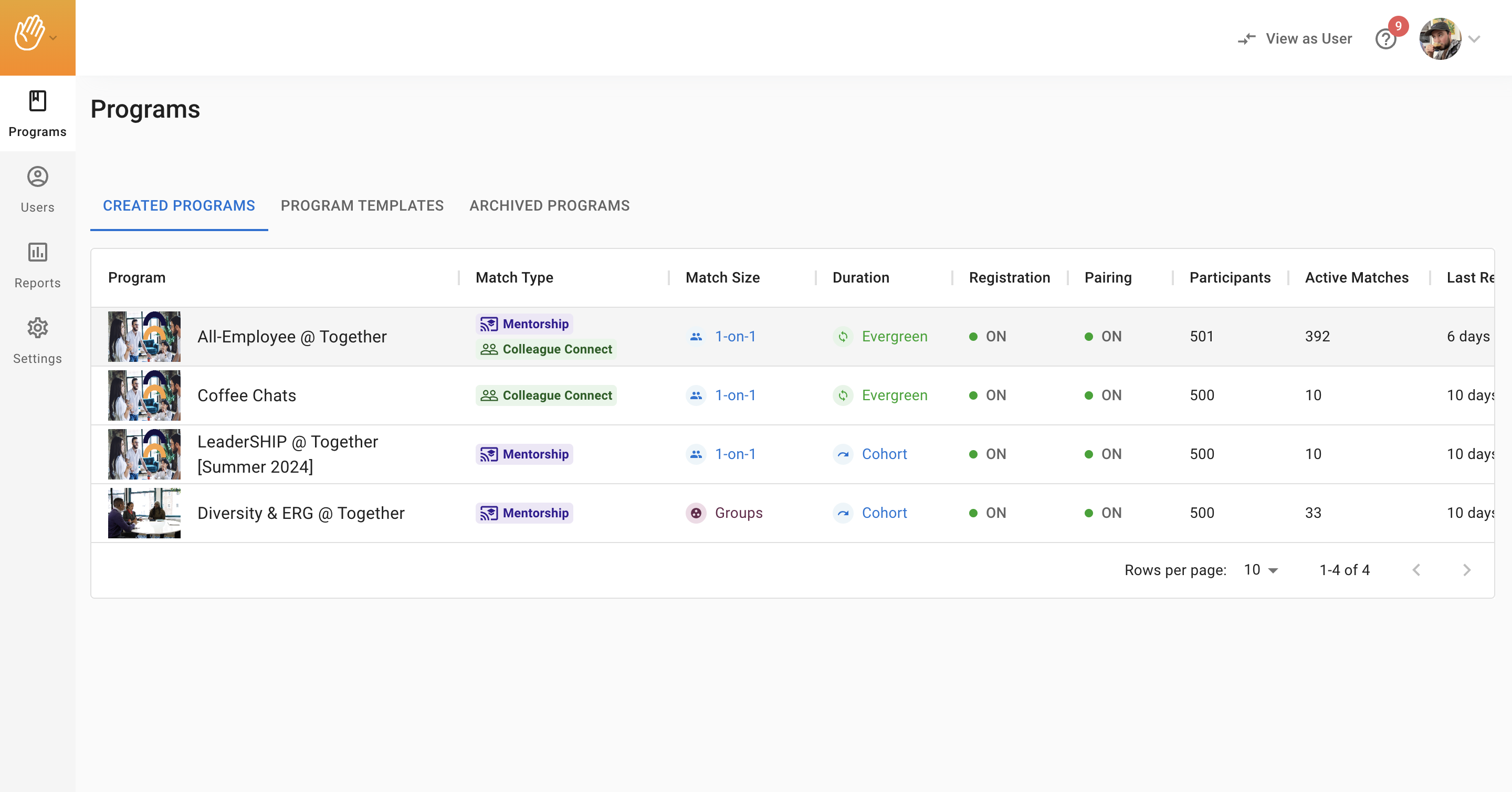 You can create a custom program or use one of our pre-built program templates tailored for use-cases like career development, onboarding, DEI, and more.

Let's explore!