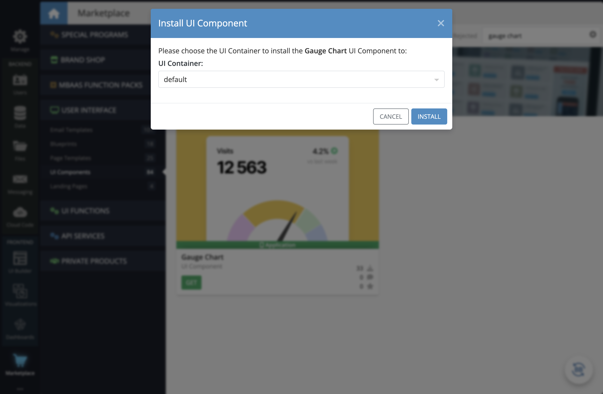 Install the component to the UI Container of your choice