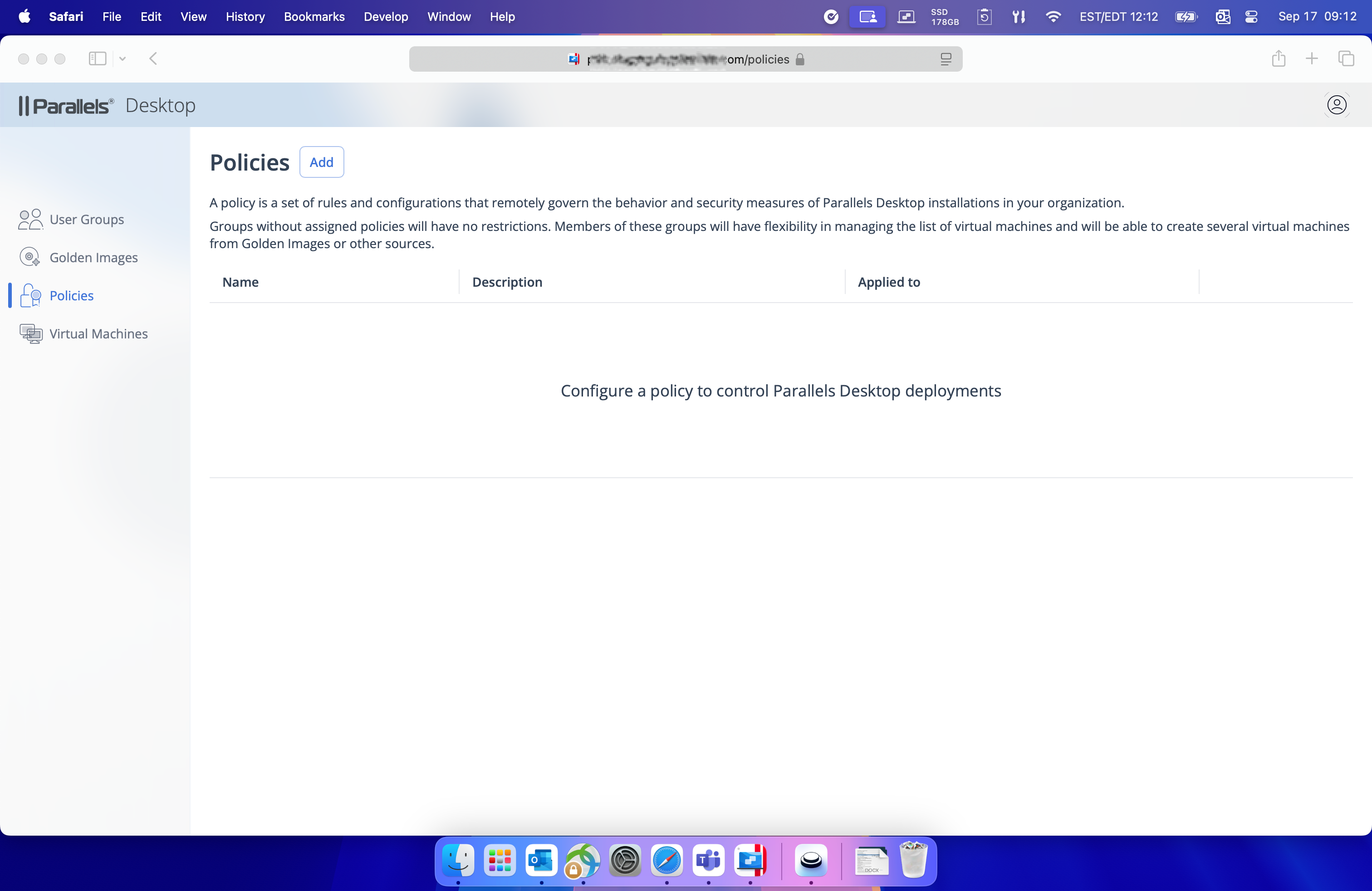 Start by navigating to the Policies section to manage VM controls and security.