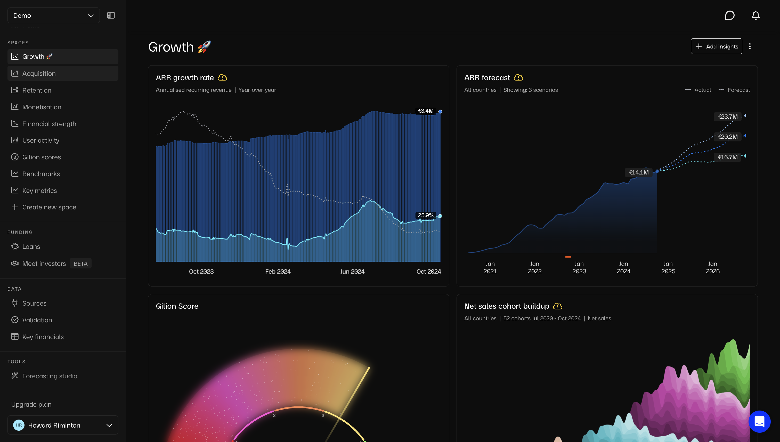 Welcome to Gilion the AI first platform that lets you understand, optimize and fund your growth.

Best-in-class AI-driven growth insights, benchmarks and forecasts. All out-of-the-box by simply connecting your data. 