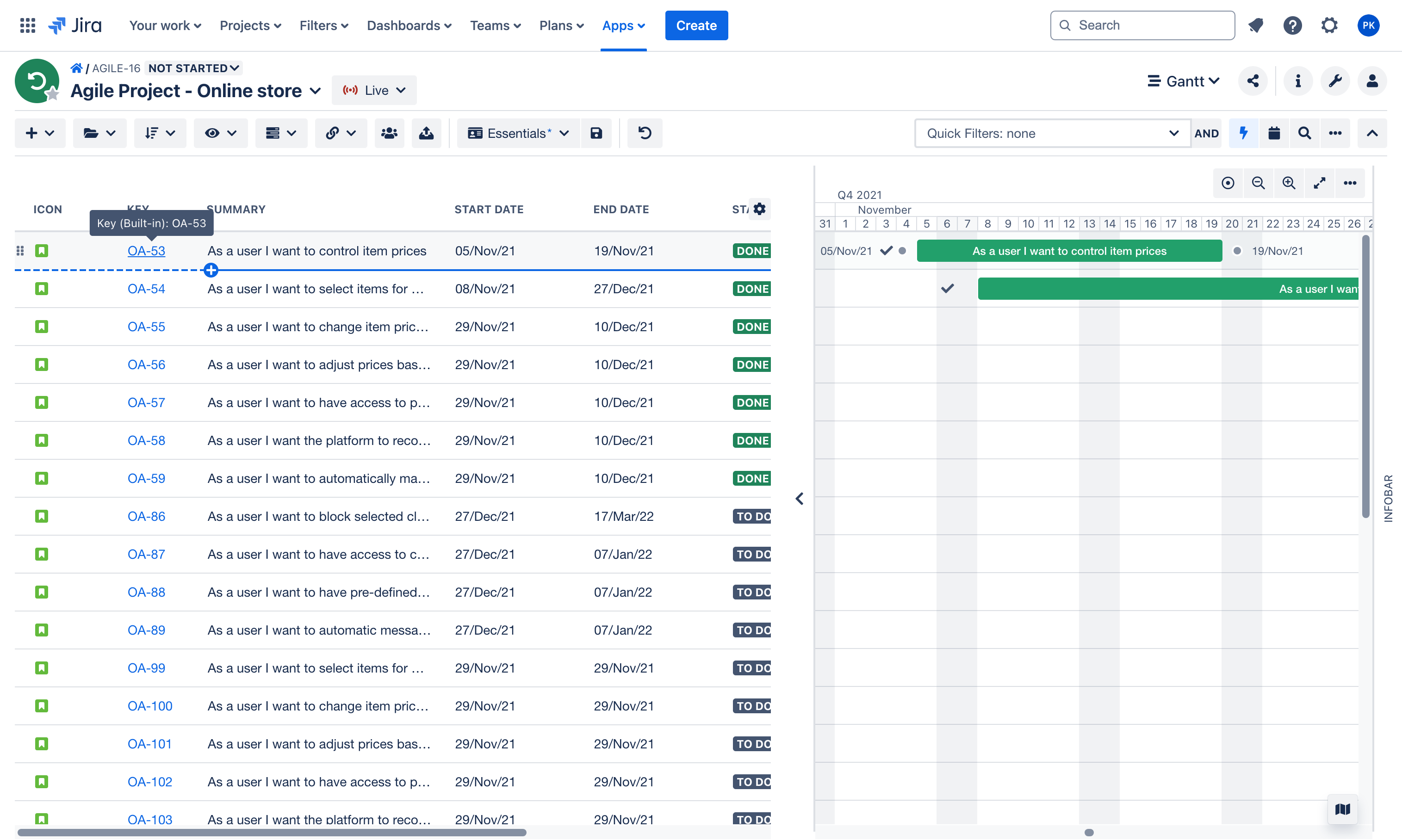 Click the Jira issue key to go to the issue