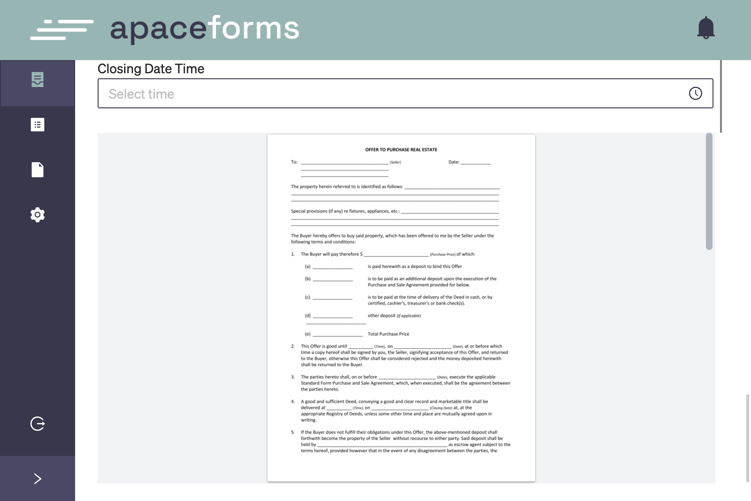 Notice that our sample offer is currently blank. Let's go choose a Form Filler and watch what happens (click the pulsating circle).
