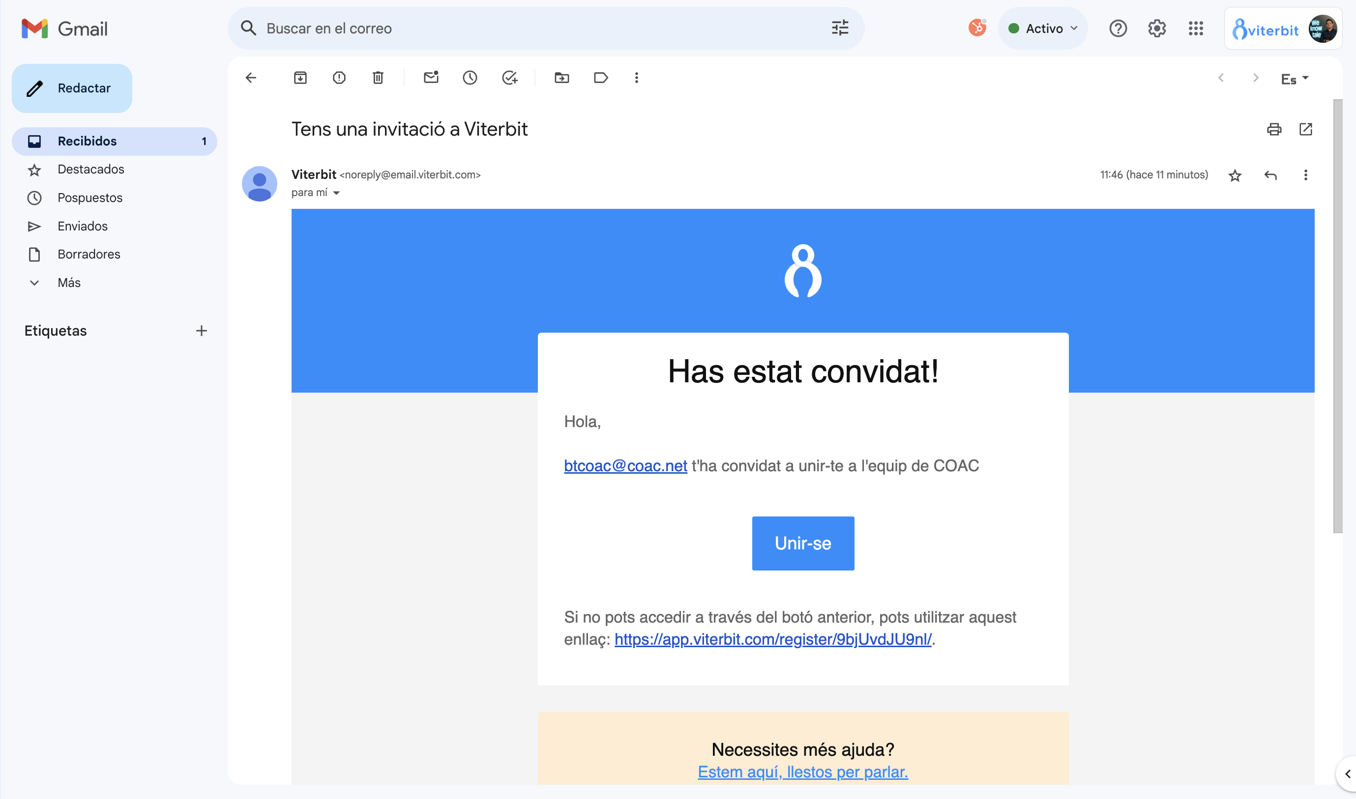 Rebràs una invitació per unir-te a l'acompte de l'escola i sol·licitar la publicació de la teva oferta de feina.