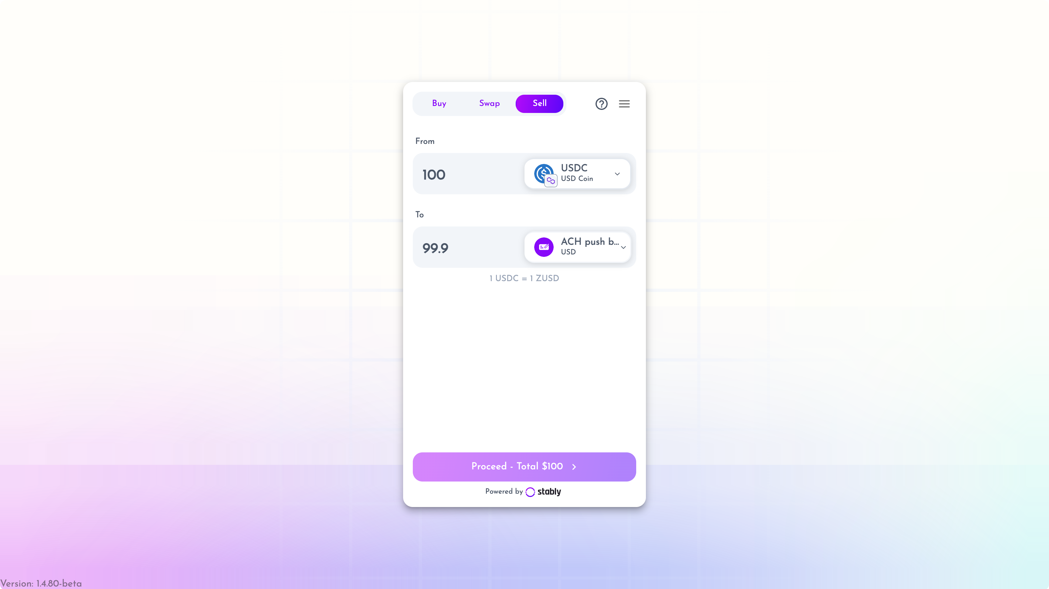 Select the asset & network you want to sell