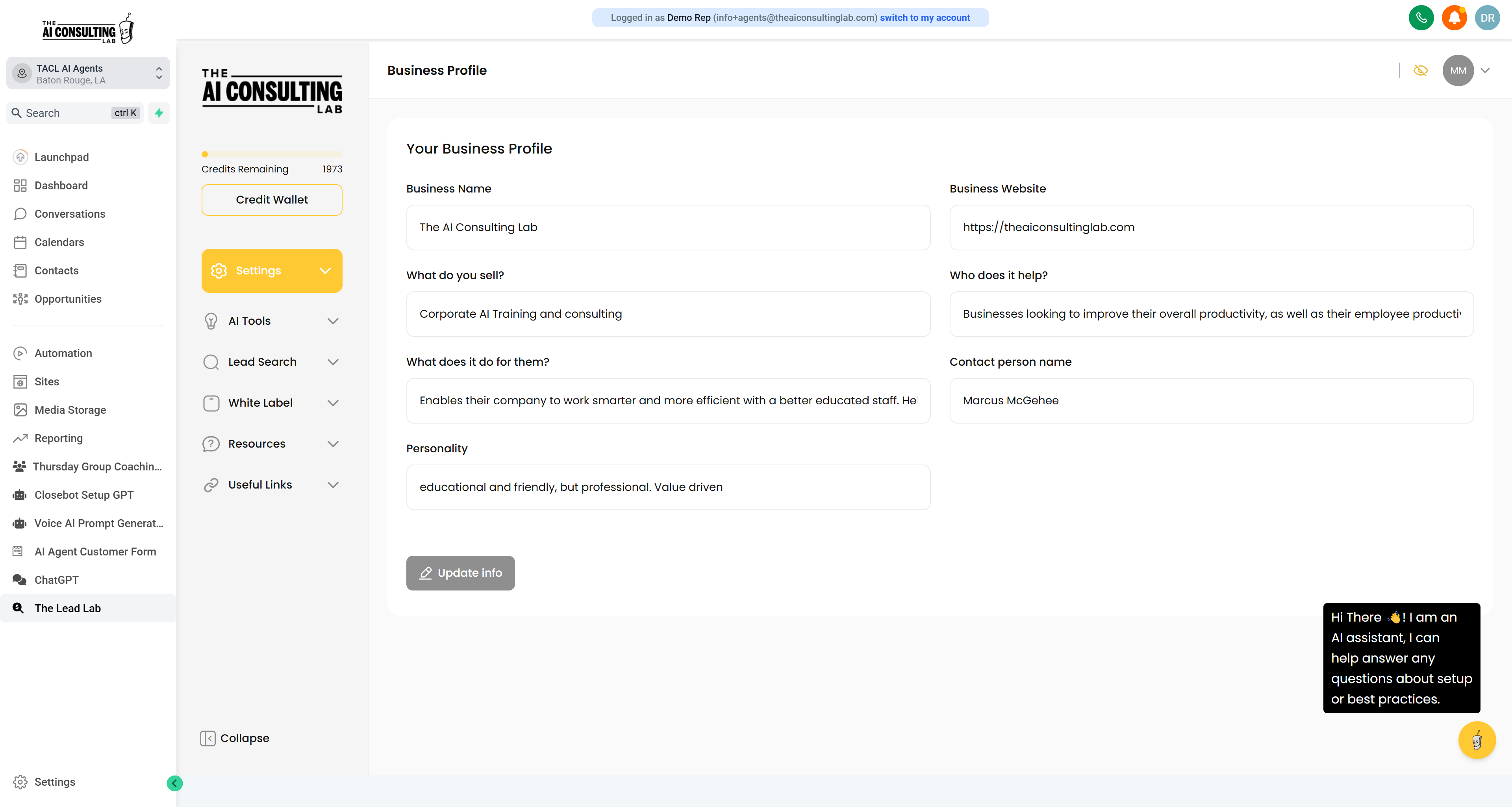 To start, go to 'lead search'.
