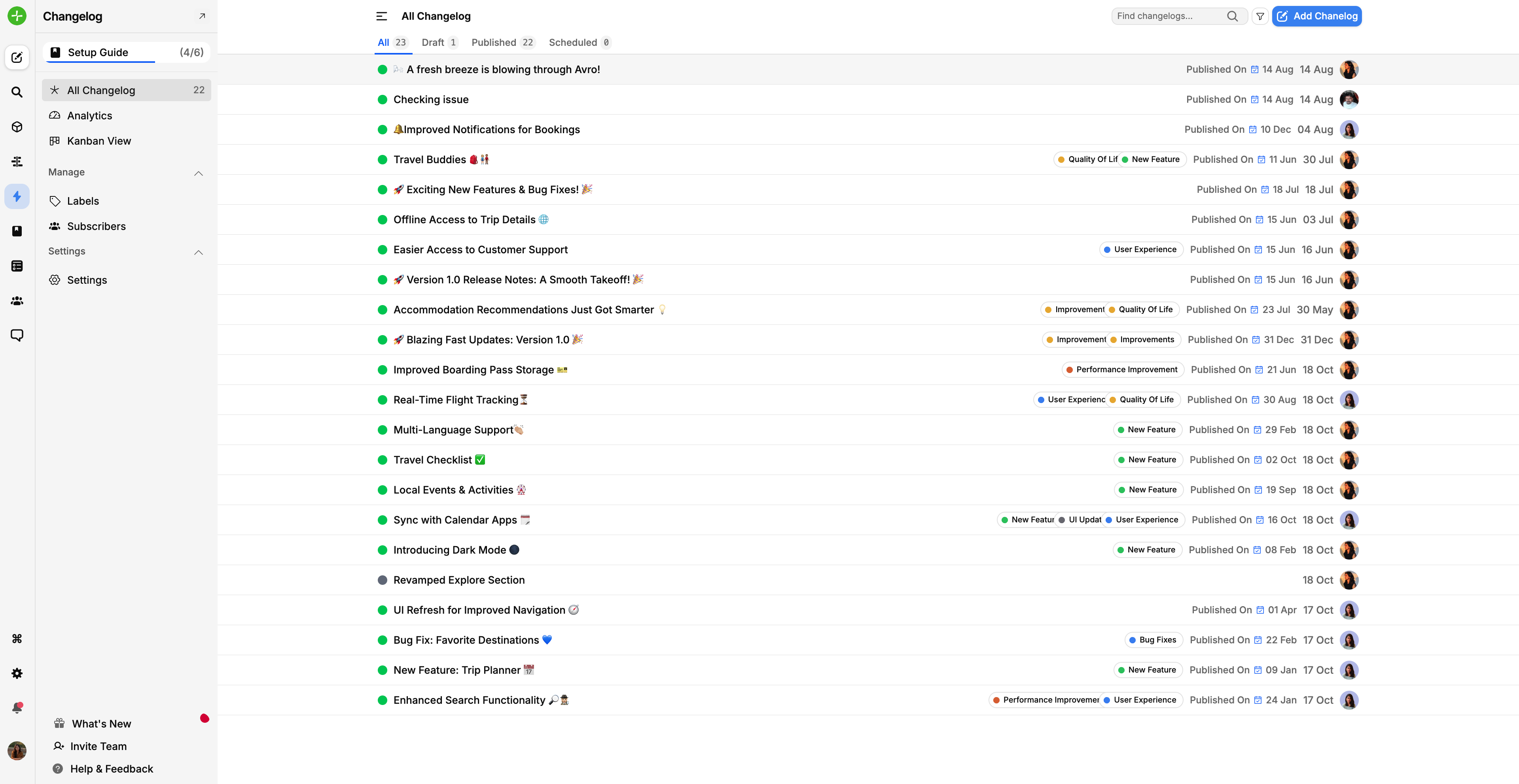 Choose the changelog you’d like to turn into a Knowledge Base article.