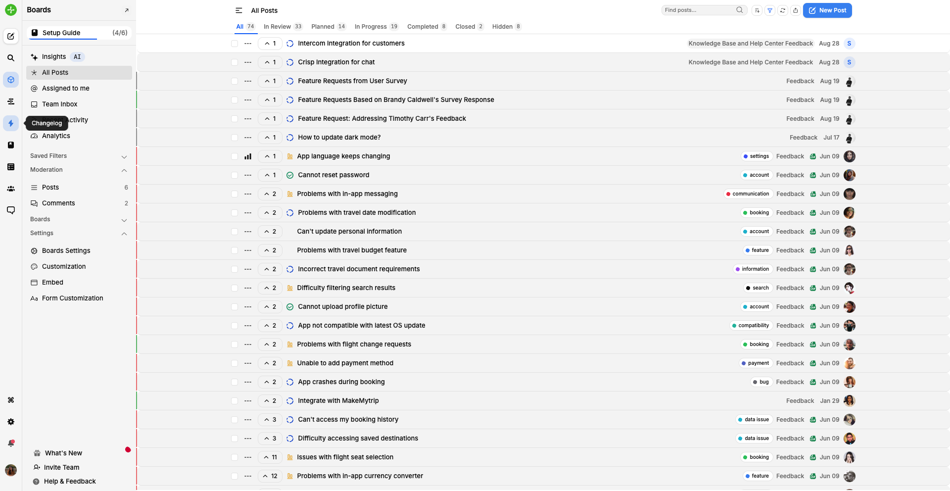 Open the *Changelog* to view the latest updates and feature improvements.