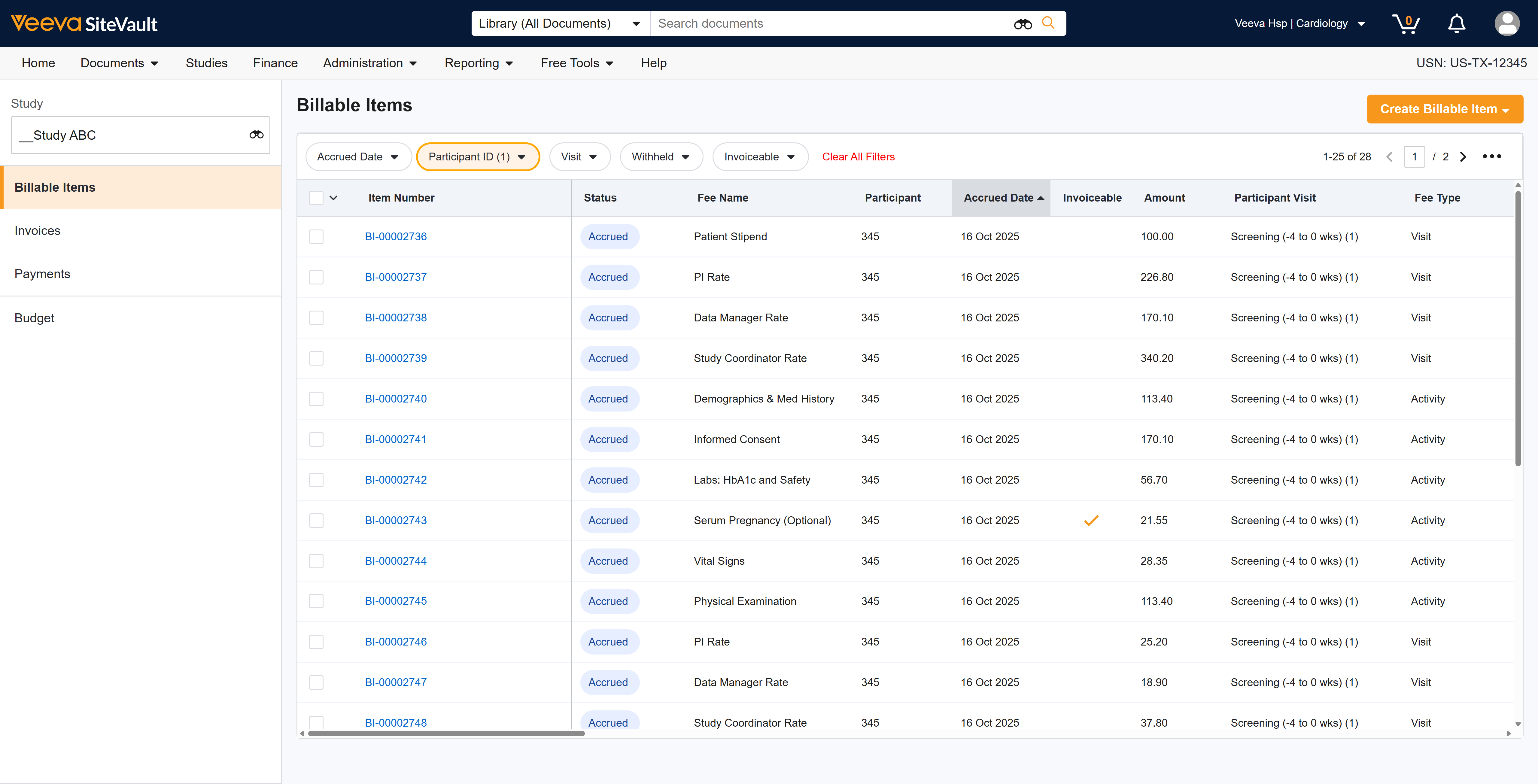 Select your desired study from the list to begin.