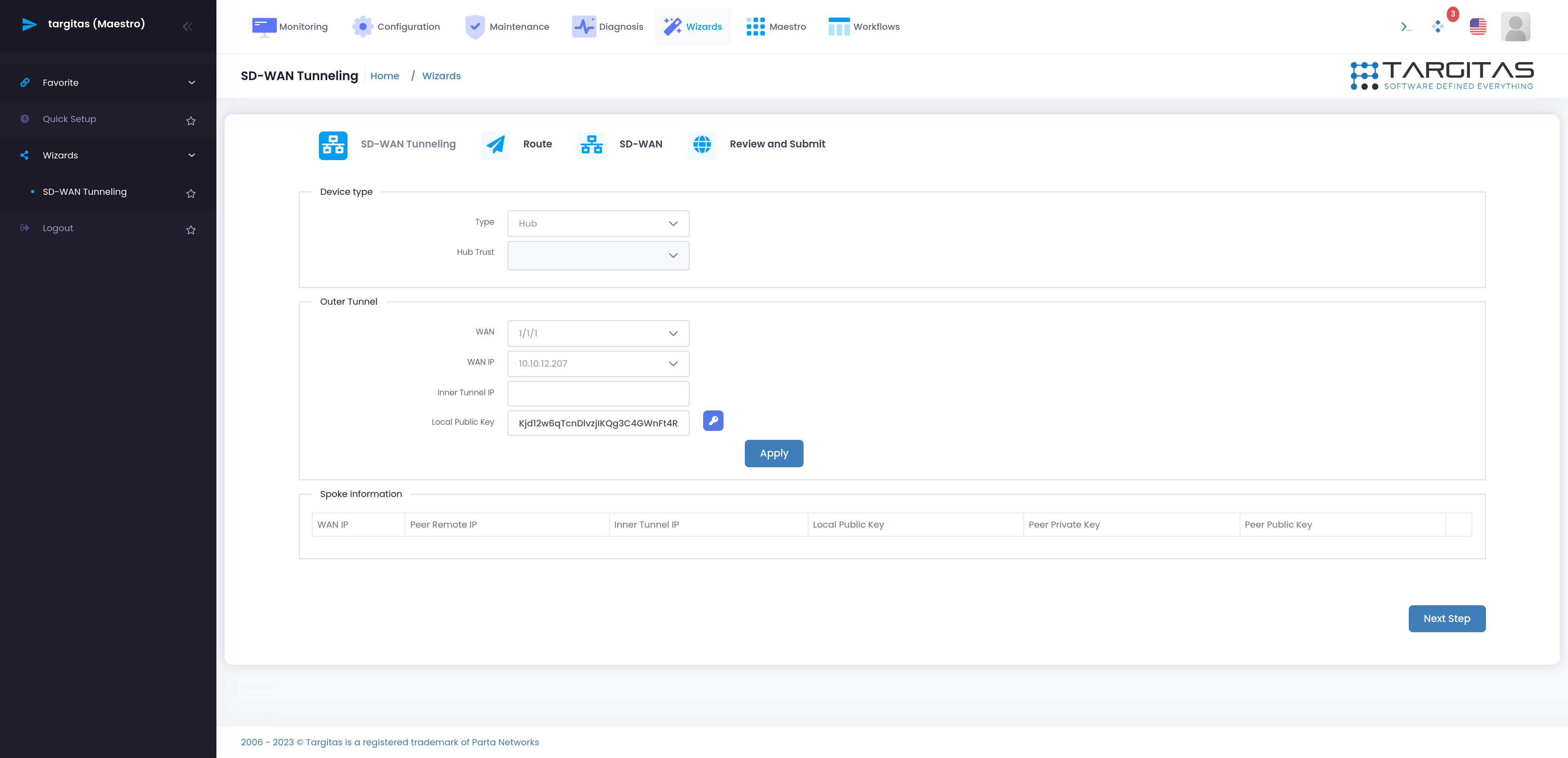 Hub cihazda SD-WAN Tunneling konfigürasyonunda Hub Trust bölümünde cihaz üzerinde bulunan interface seçenekleri arasından Trust Zone içerisinde yer alması istenilen seçilmelidir.