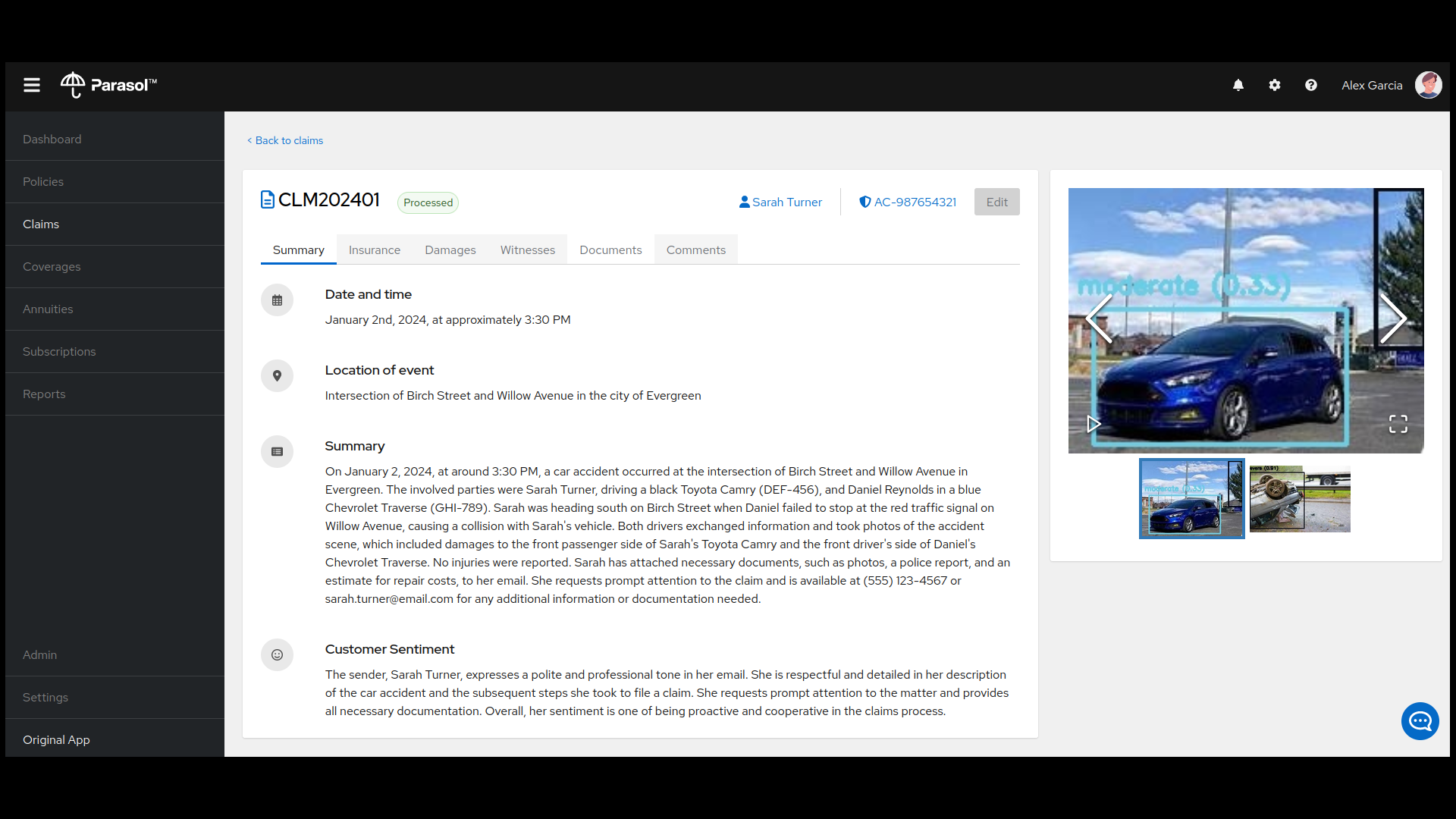 This is an example of how the fictional Parasol company used AI to enhance an existing application with image recognition and text processing.

But they did not stop there...