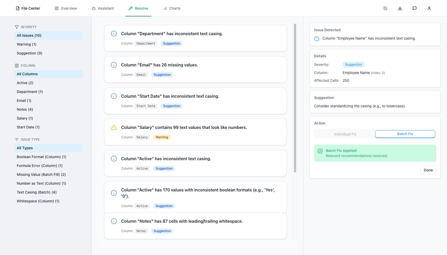 Fix issues with a single click 
— no manual editing required.