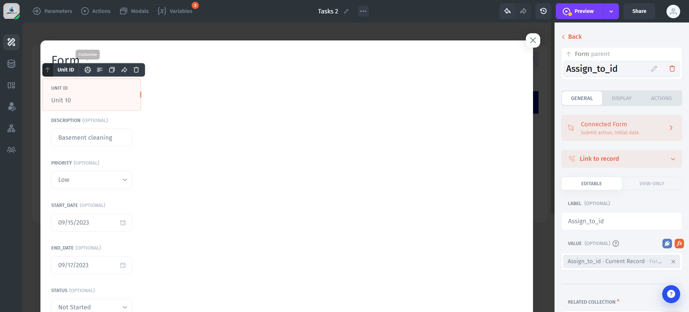Click on the Unit ID field