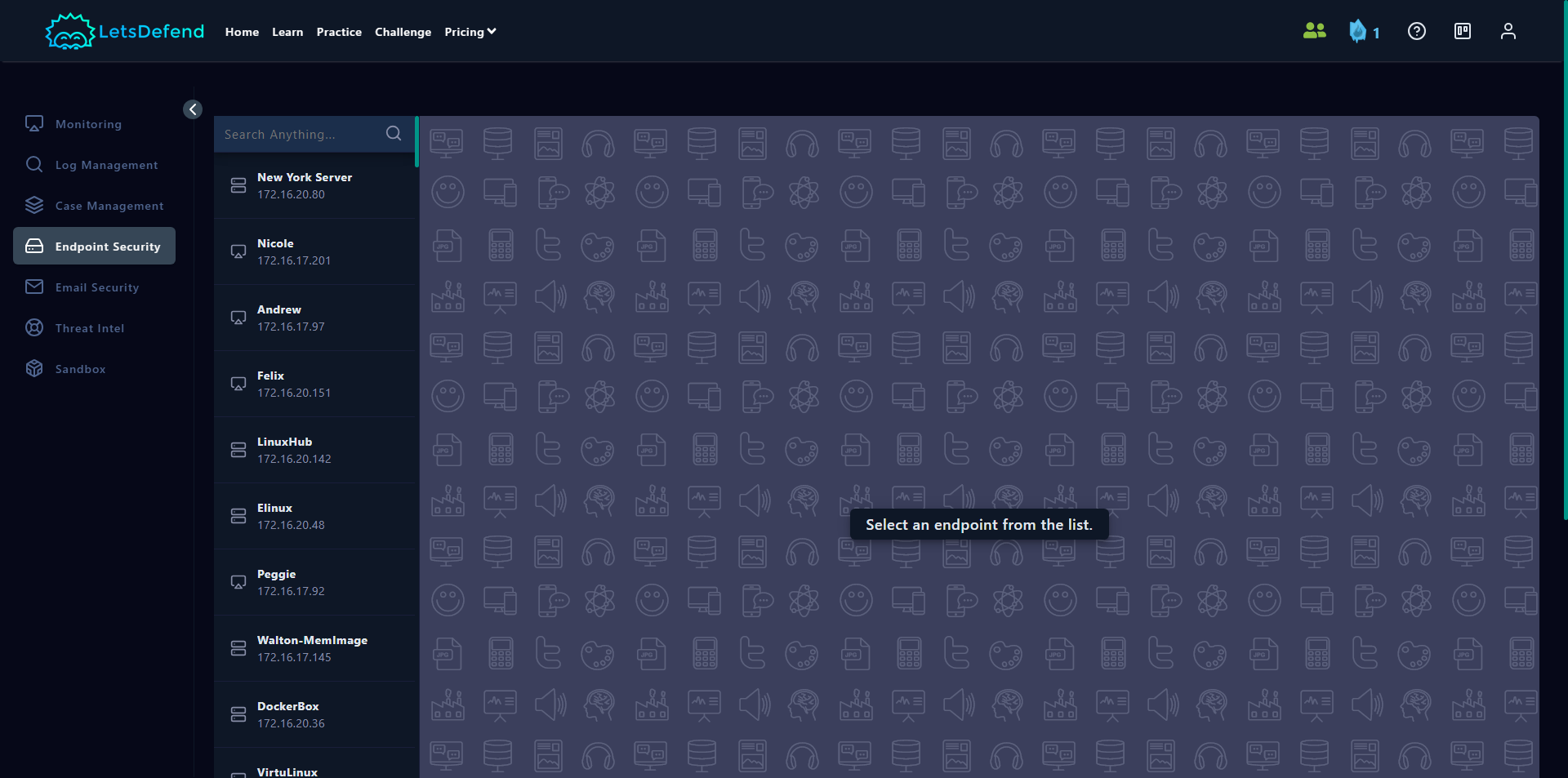 Endpoint security operates as an Endpoint Detection and Response (EDR) system, collecting log data and providing insight into activity on the host machine. Like other EDRs such as Carbon Black, SentinelOne, and CrowdStrike, LetsDefend Endpoint Security allows you to connect to machines, collect detailed logs, and even isolate compromised machines.