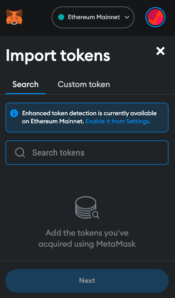 Click on the Custom token button