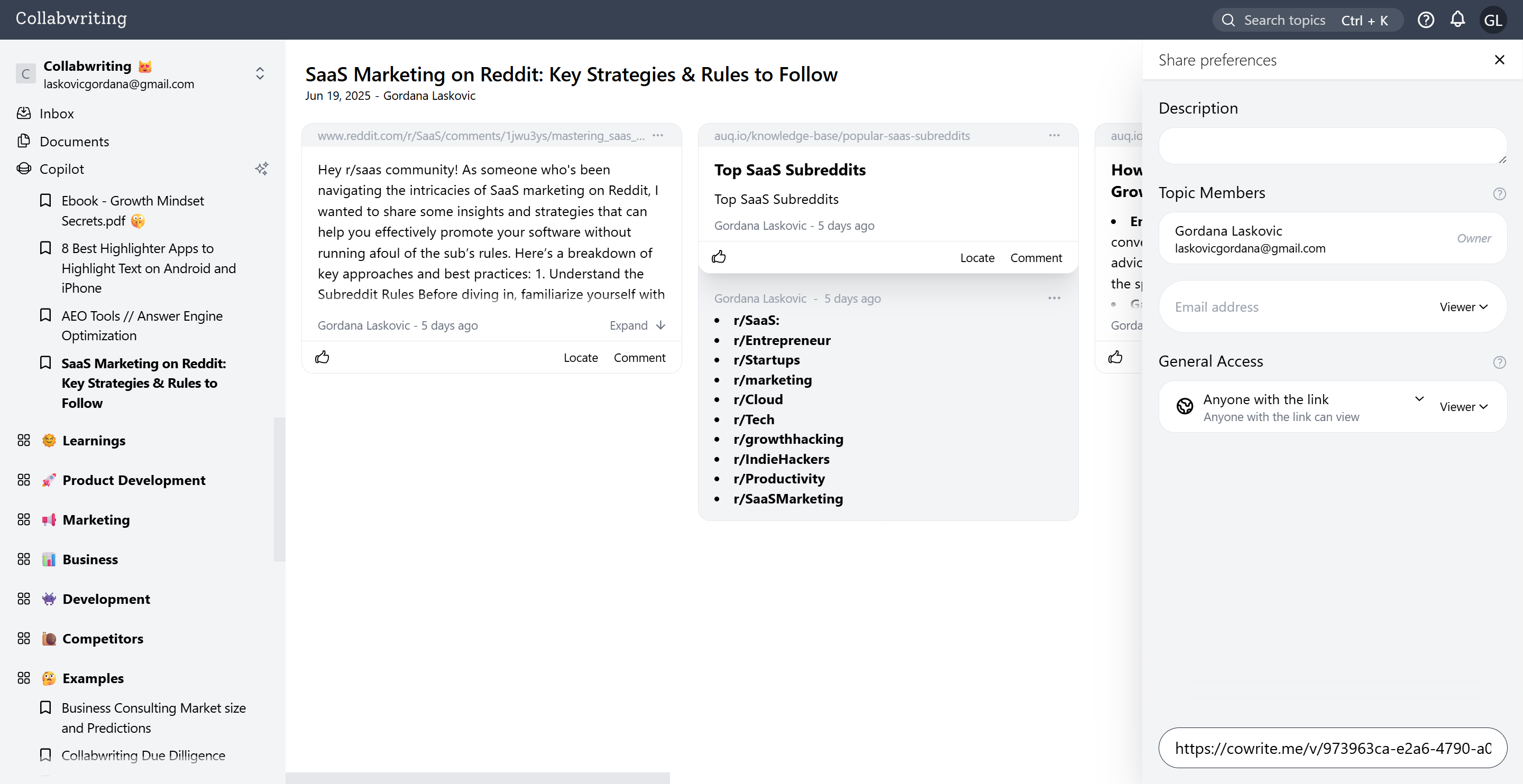 Add a custom description to give your collaborators better context