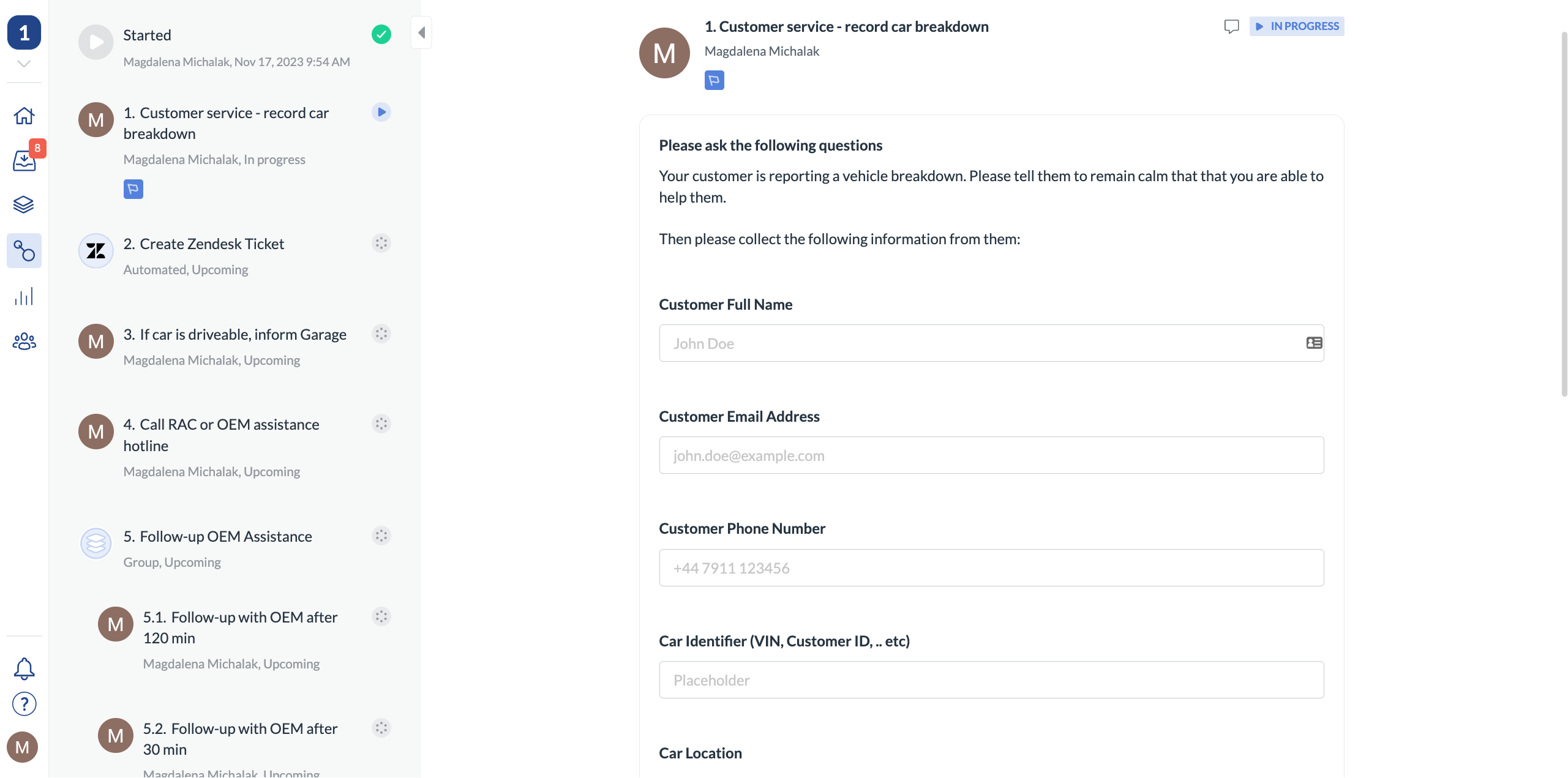 ...and combine this data with forms filled in internally, for example, by a service agent.