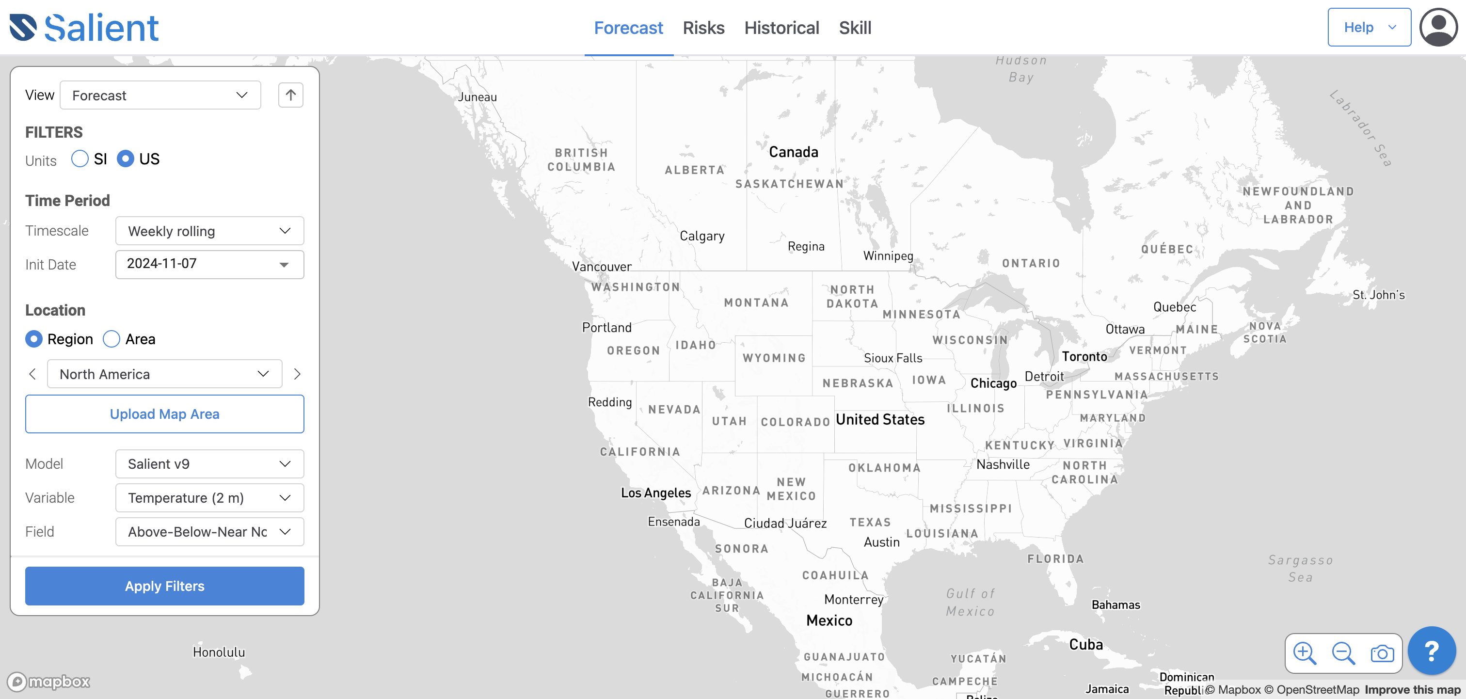 View forecasts and hindcasts from the Forecast menu.

