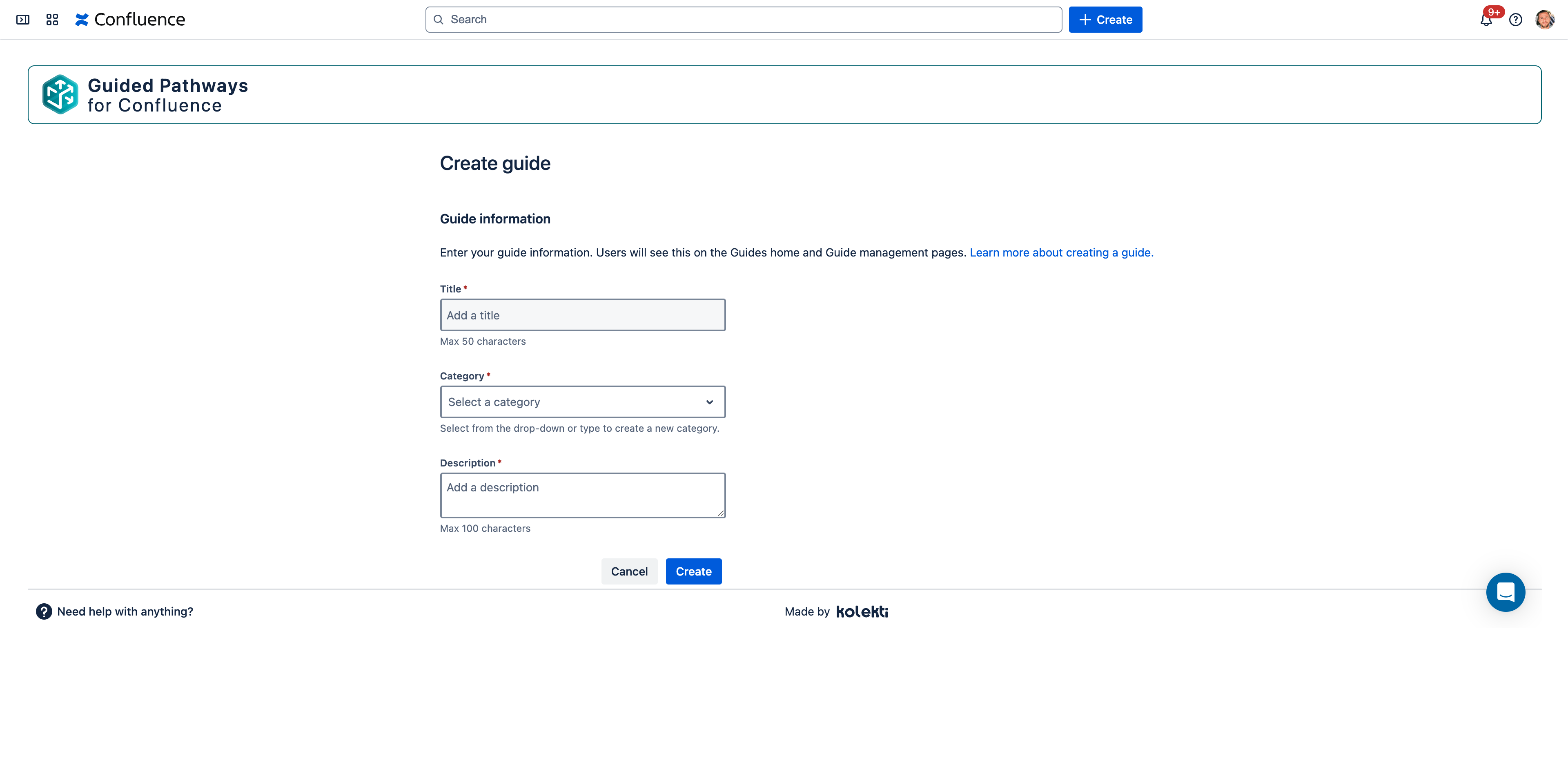 On the Guide Creation page, we'll first need to give our guide a meaningful **title**. 
