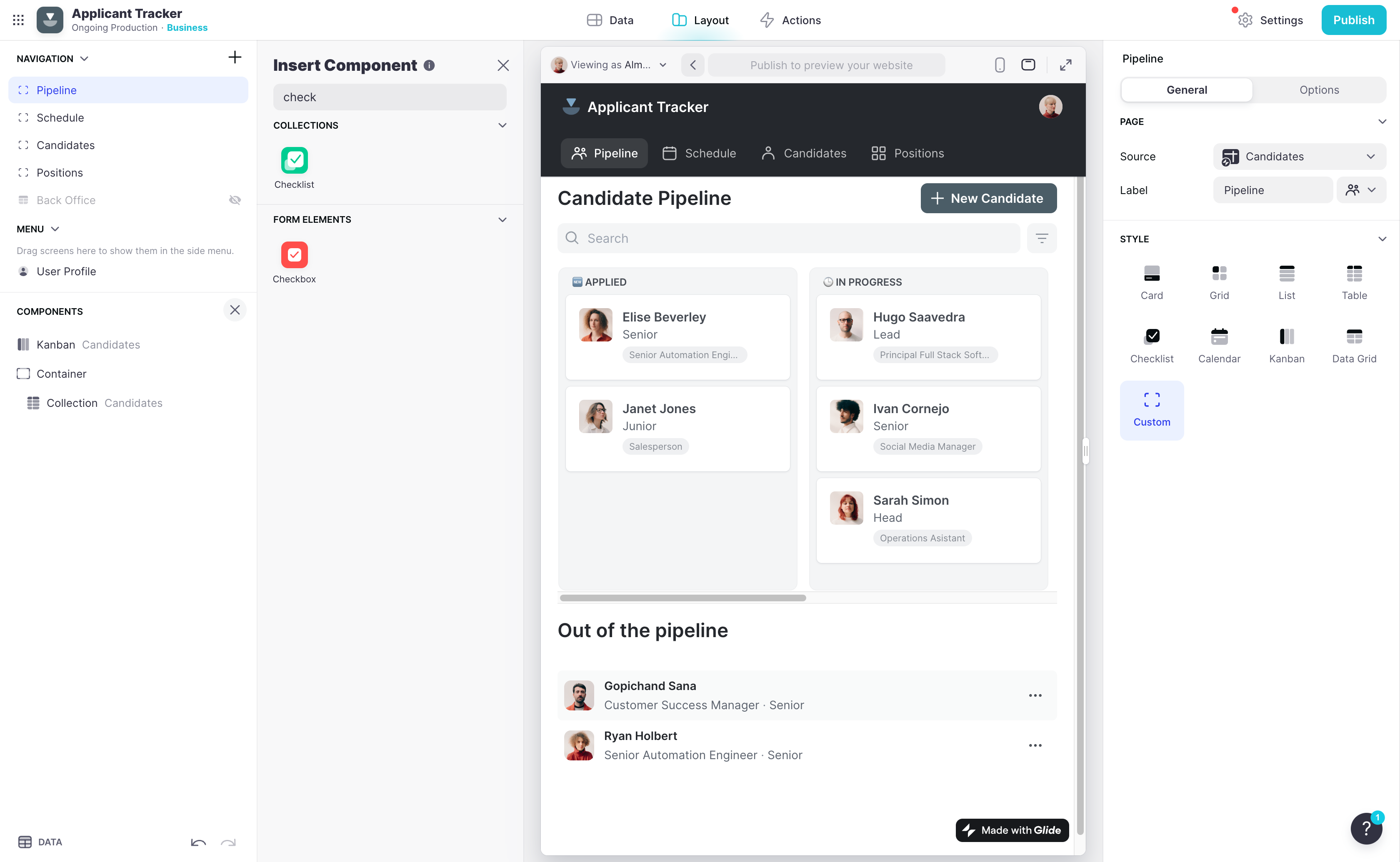 Drag and drop the component where you want to.