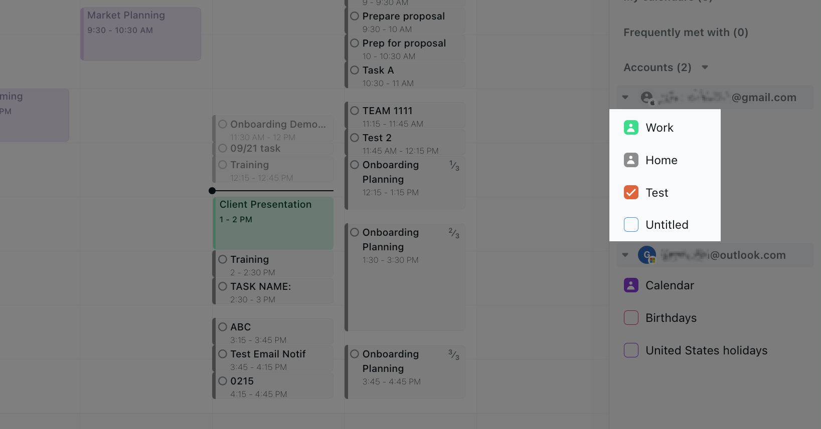 We can see that all the iCloud calendars were successfully pulled into Motion.