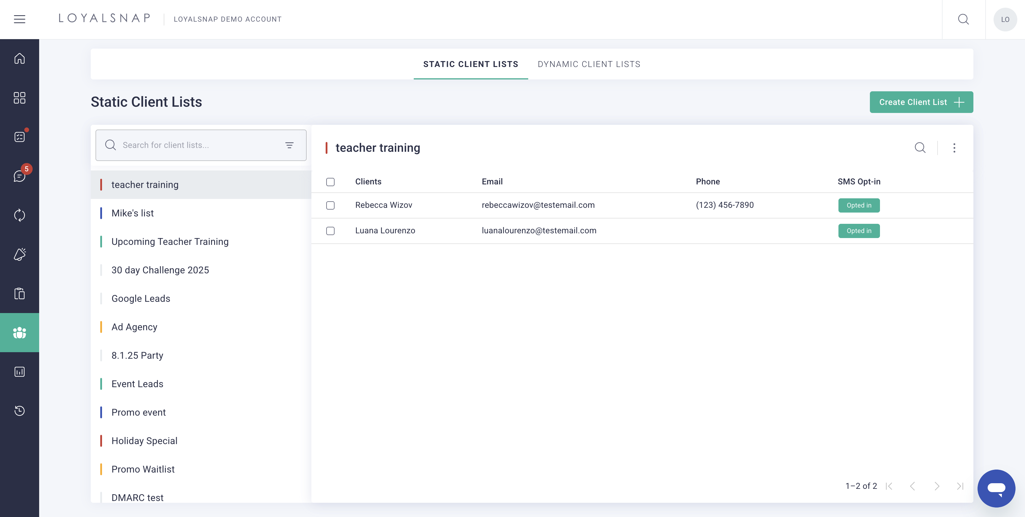 Click **"Create Recipient List"** to start building a new list.