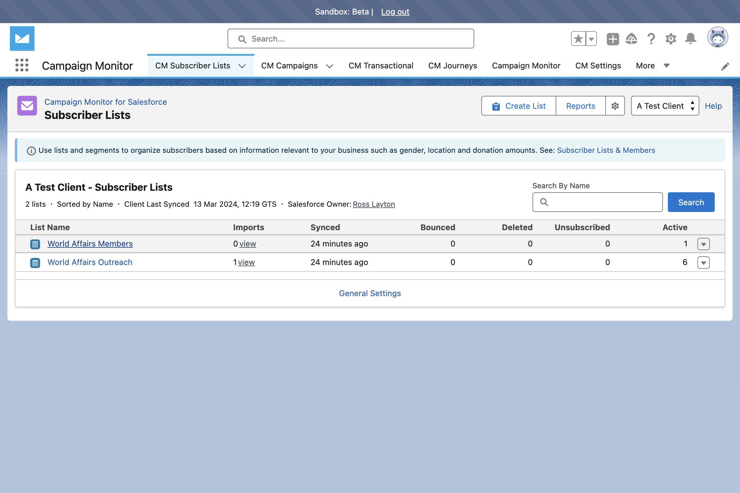 Then click on the list name you want to work with.