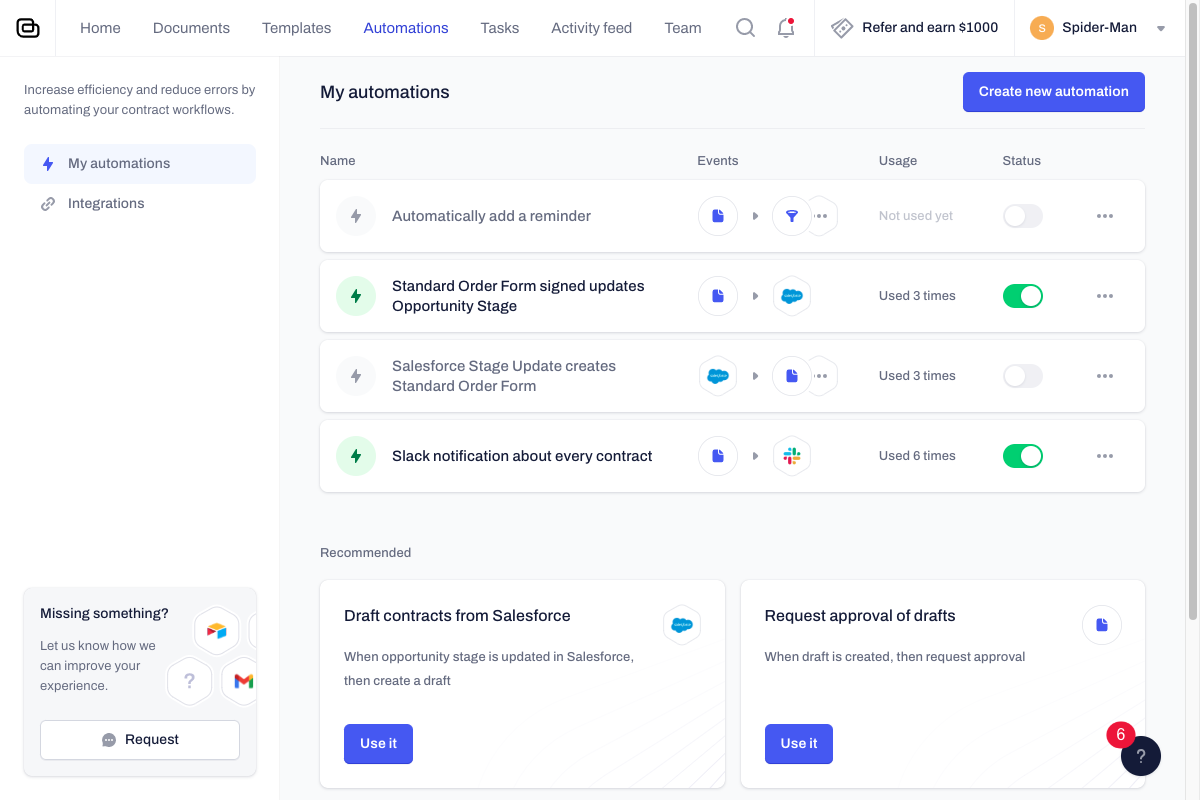 Contractbook is the only CLM tool that provides end-to-end contract automation. 

Let's take a look at what you can achieve here.