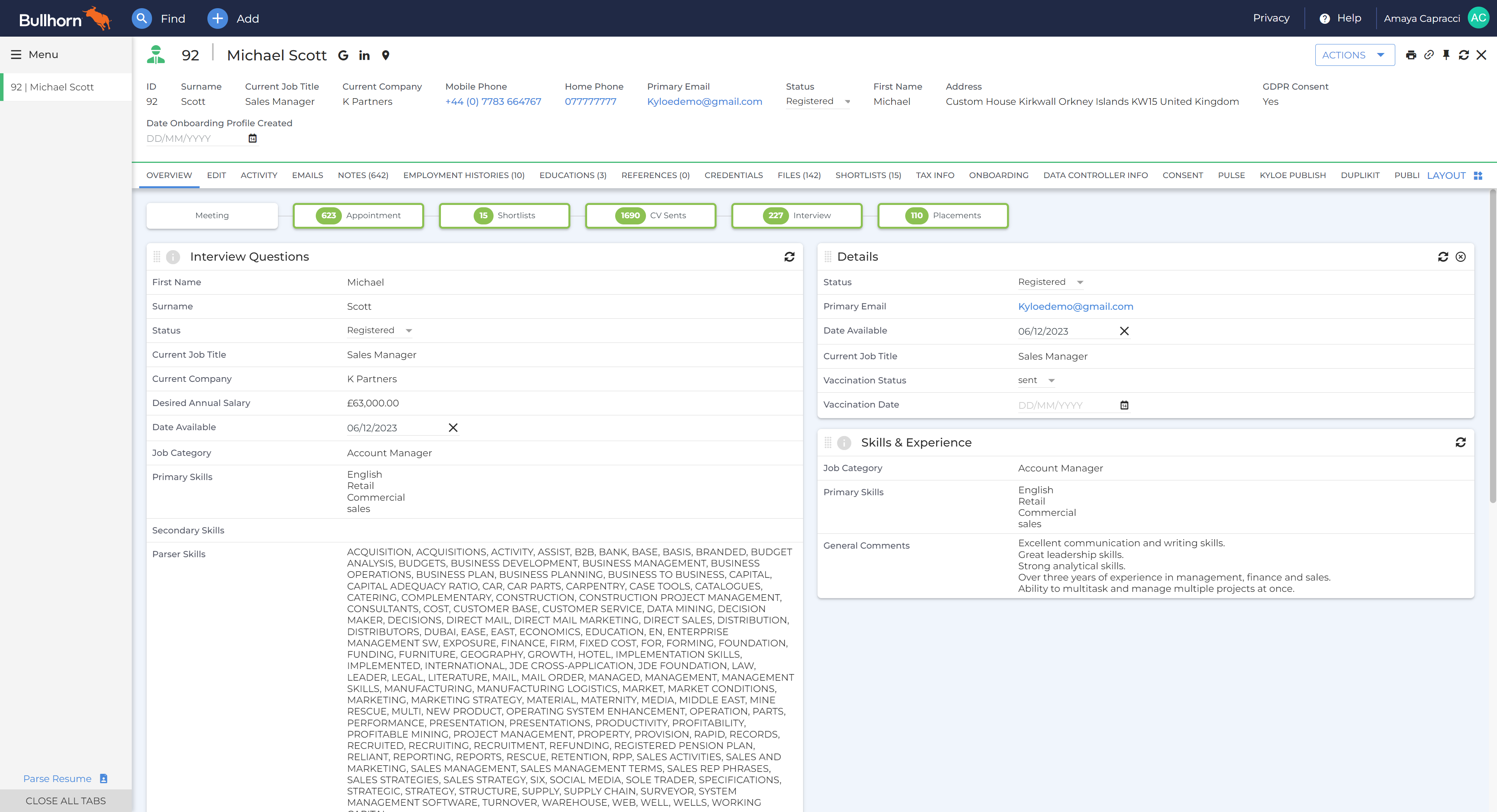 Navigate to any Bullhorn candidate and select "Kyloe Publish".