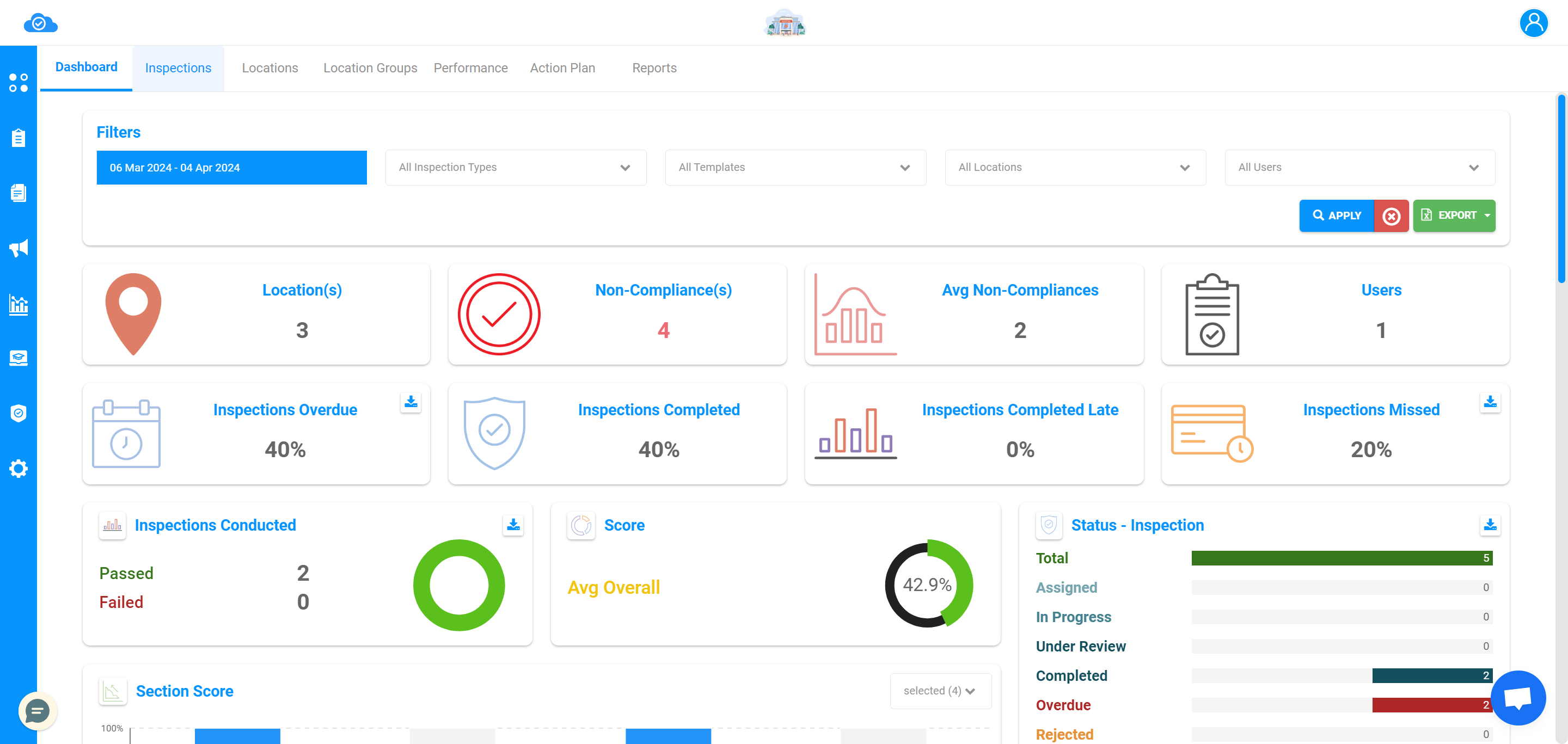 For example from Analytics page select inspections tab to export the data.