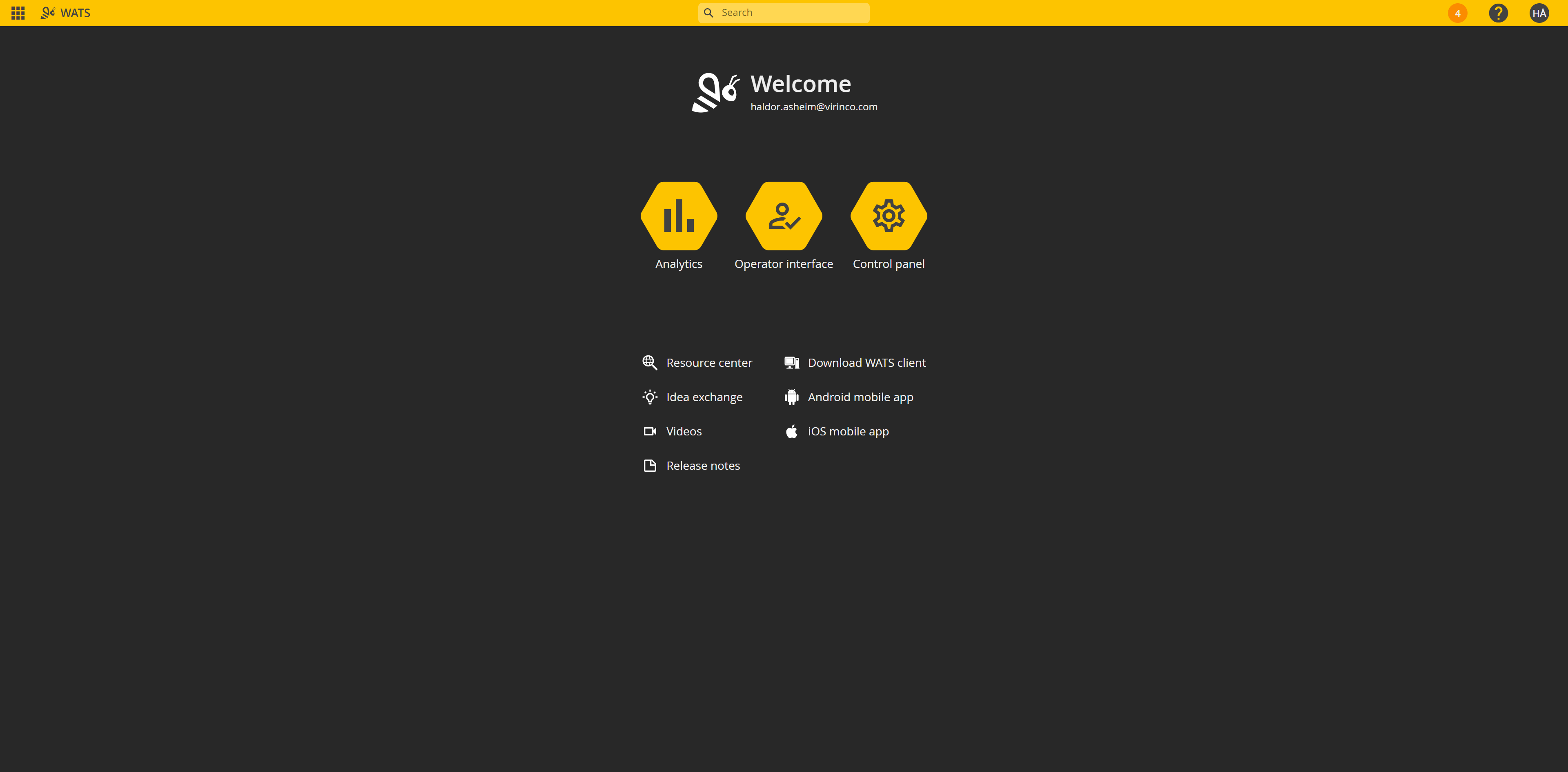 Use the search bar to navigate WATS and to find useful articles