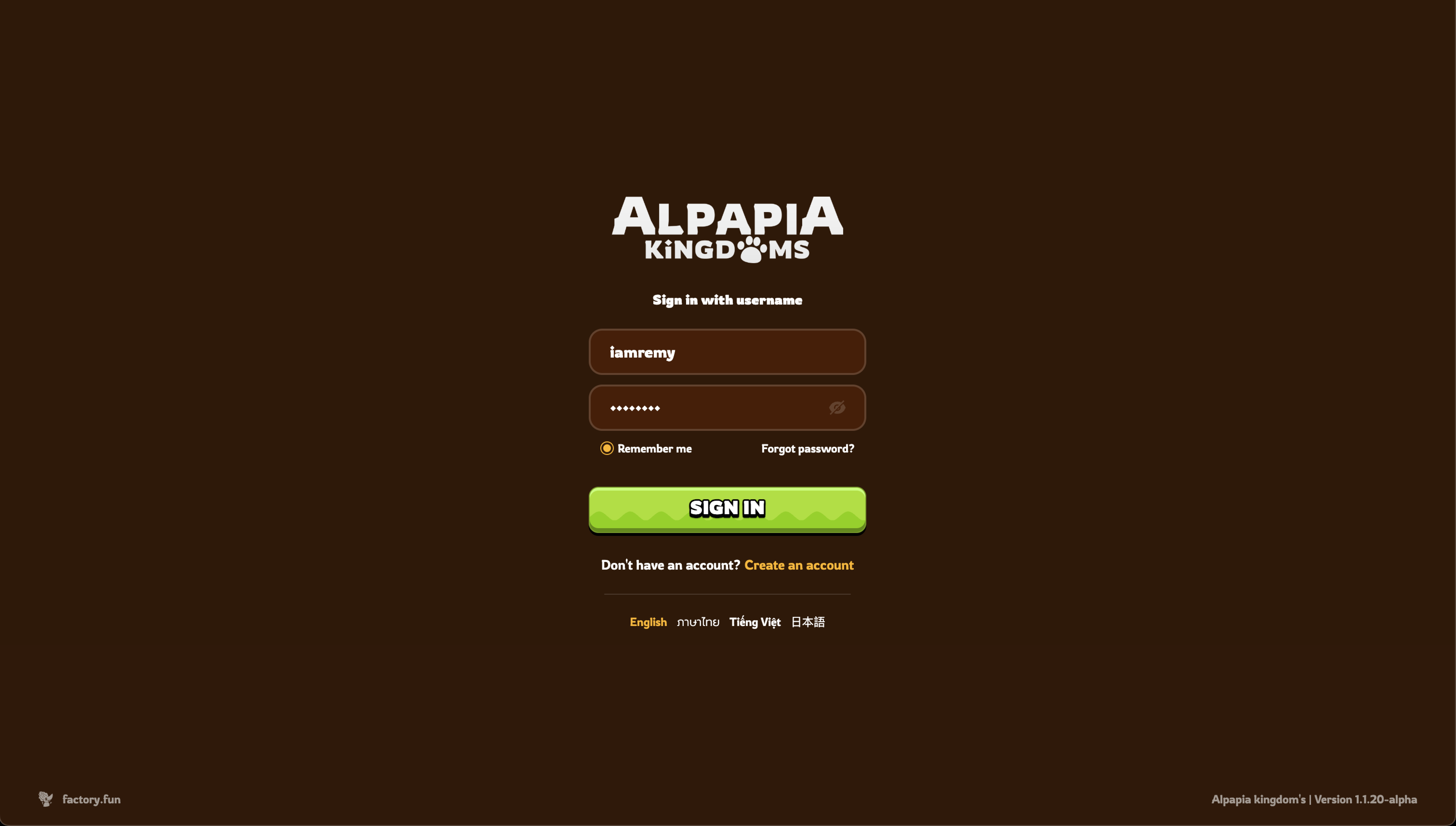 Click Sign-in then tap to start the game.
