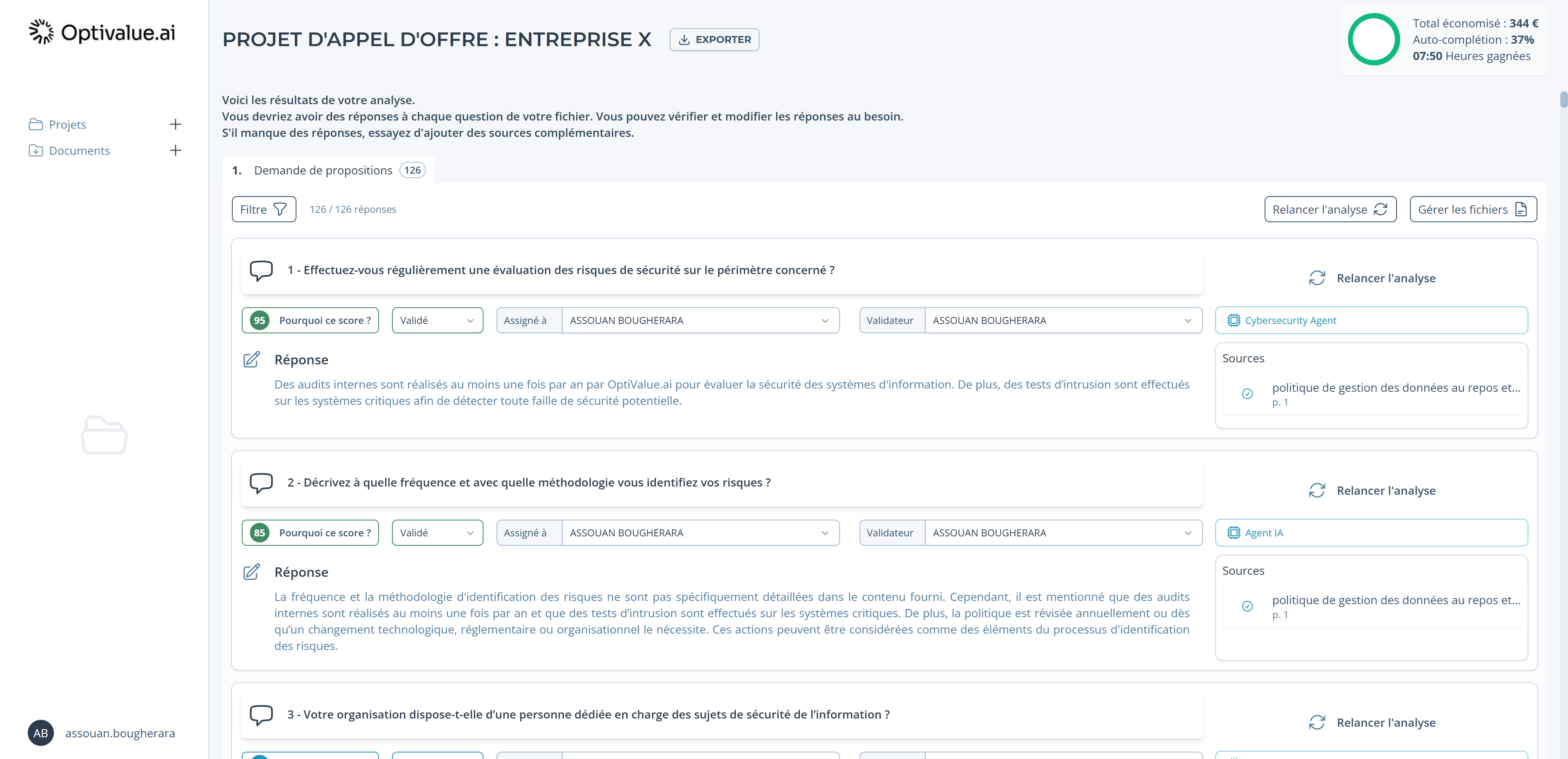 En cliquant sur "Exporter", vous obtiendrez le questionnaire, entièrement rempli avec vos réponses validées, dans le format précis demandé 
