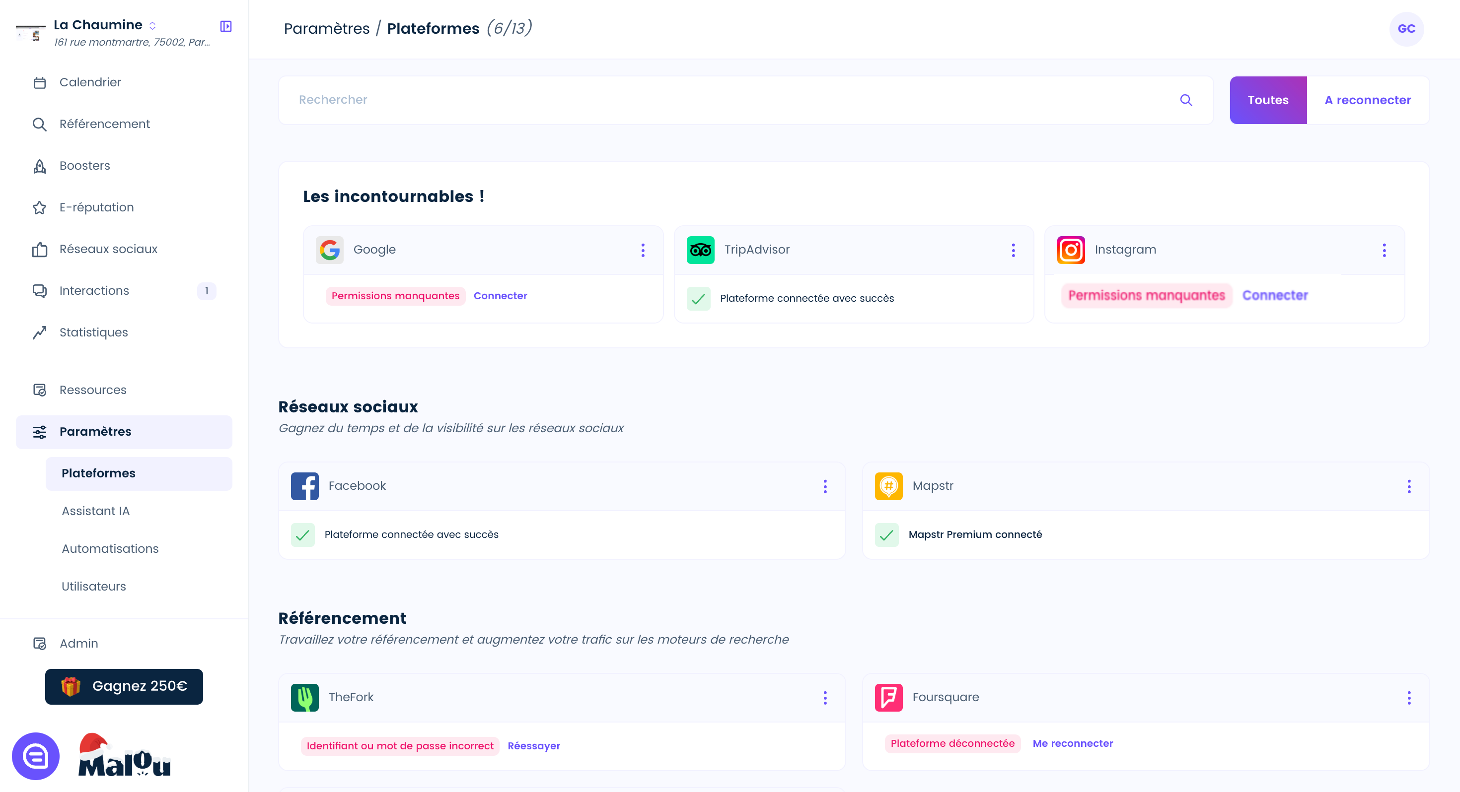 Cliquez sur connecter
