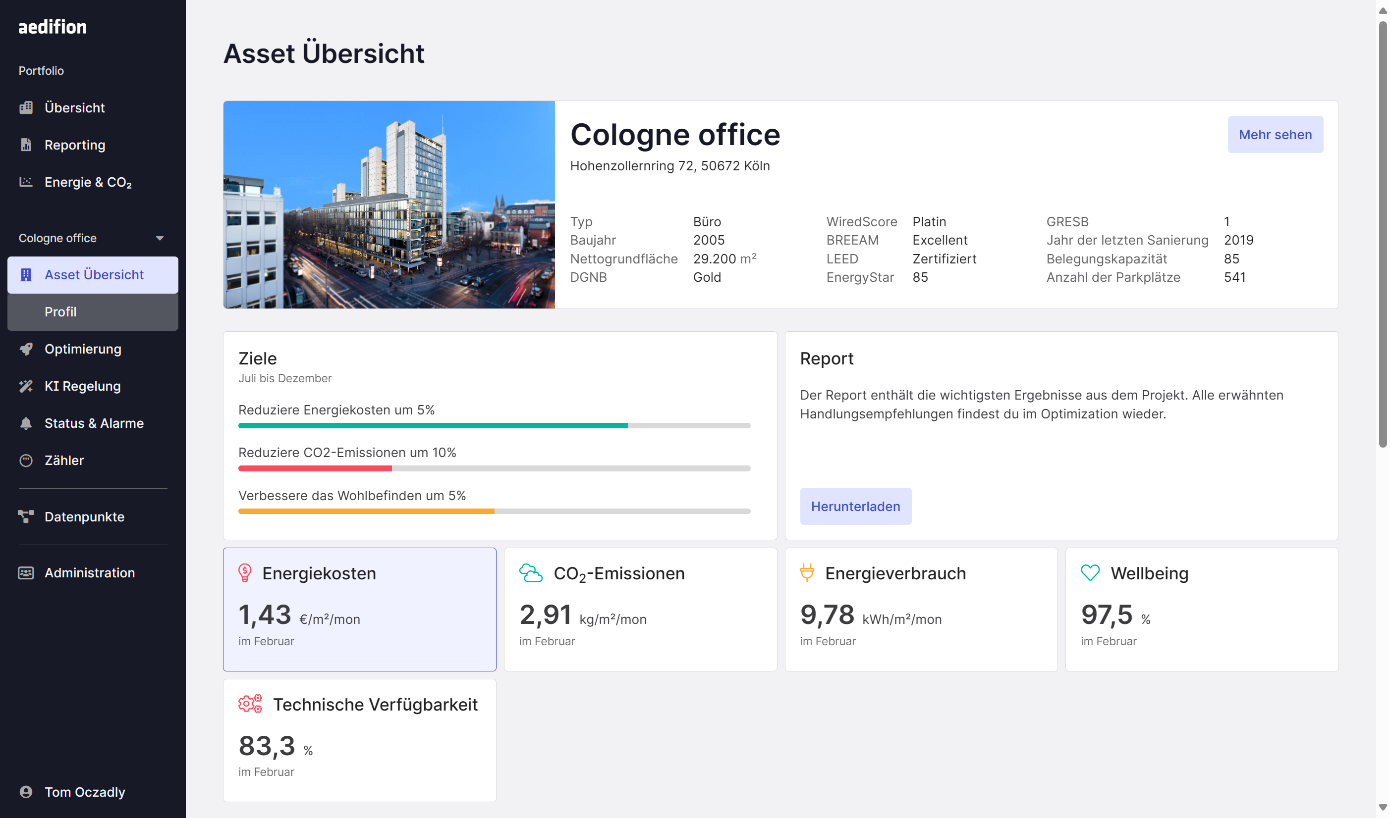 aedifion ist eine Cloud-Plattform zur Optimierung von Gebäudeportfolios, mit der Sie Ihre Betriebskosten und CO2-Emissionen nachhaltig senken.