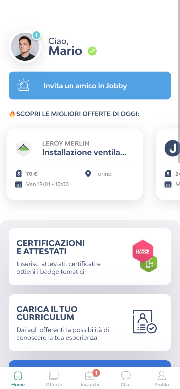 Per scoprire le offerte di lavoro entra nella sezione Offerte