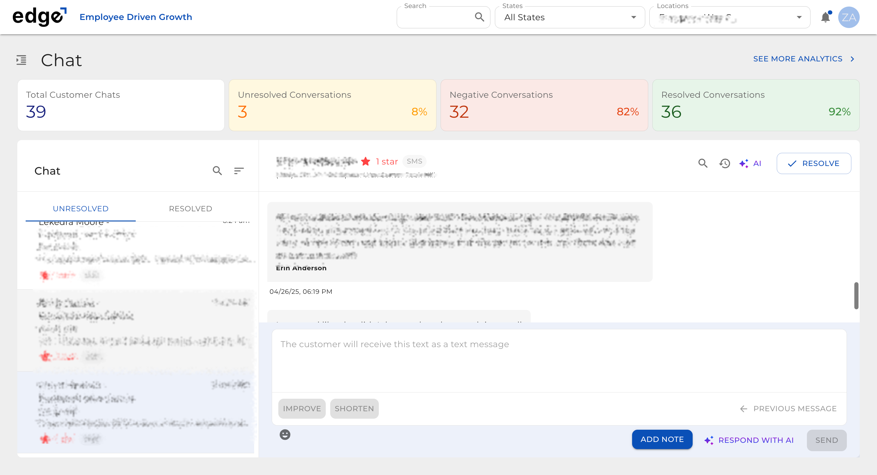 Click on the customer’s name to view their rating and message. Their full name and phone number are provided for reference. Reviewing and responding promptly can help resolve concerns and maintain a positive reputation.