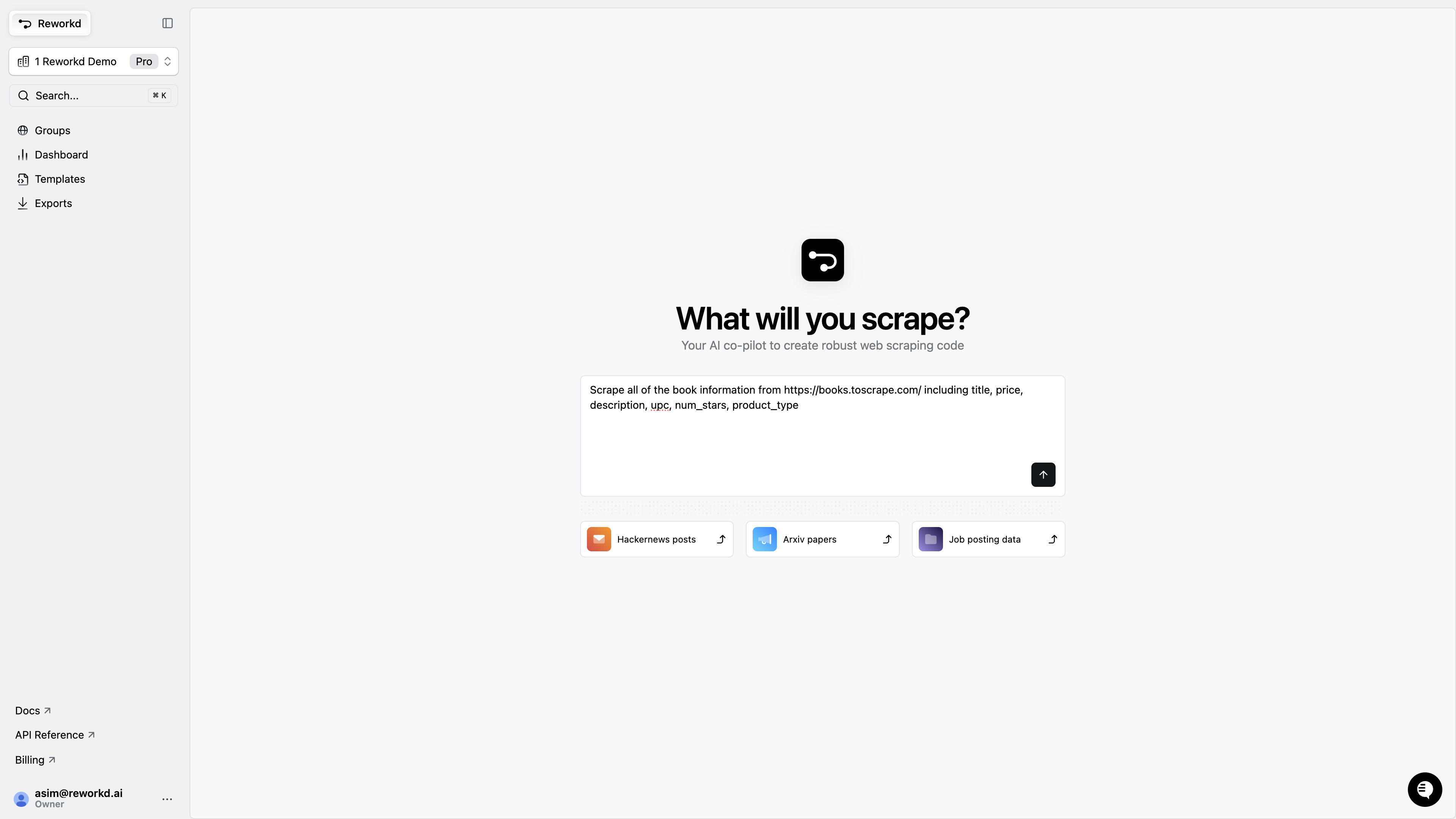 Start by first inputting the data you're looking to scrape along with a single sample website