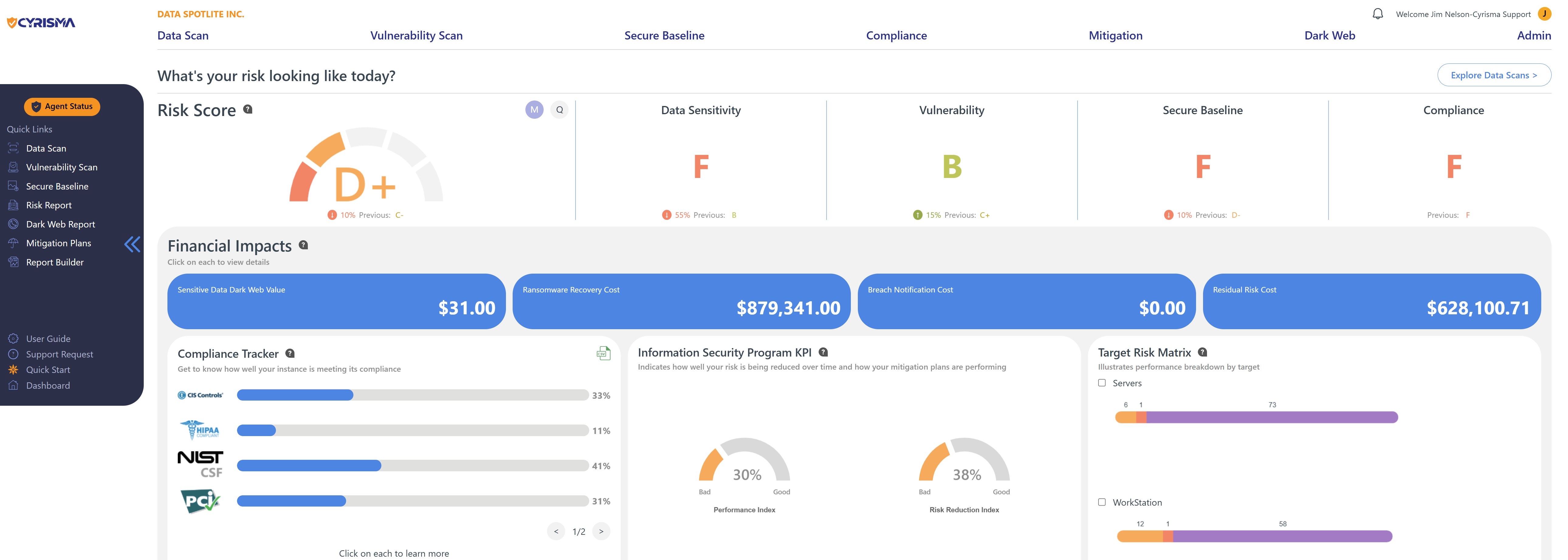 Select the Compliance section from your CYRISMA console