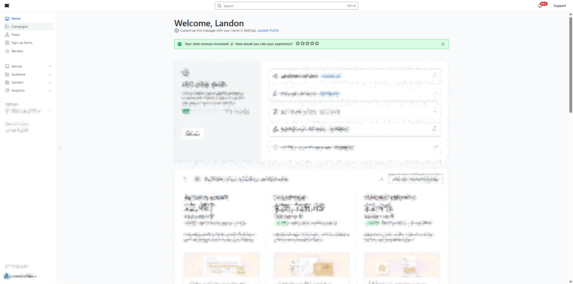 Log in to your Klaviyo company instance.