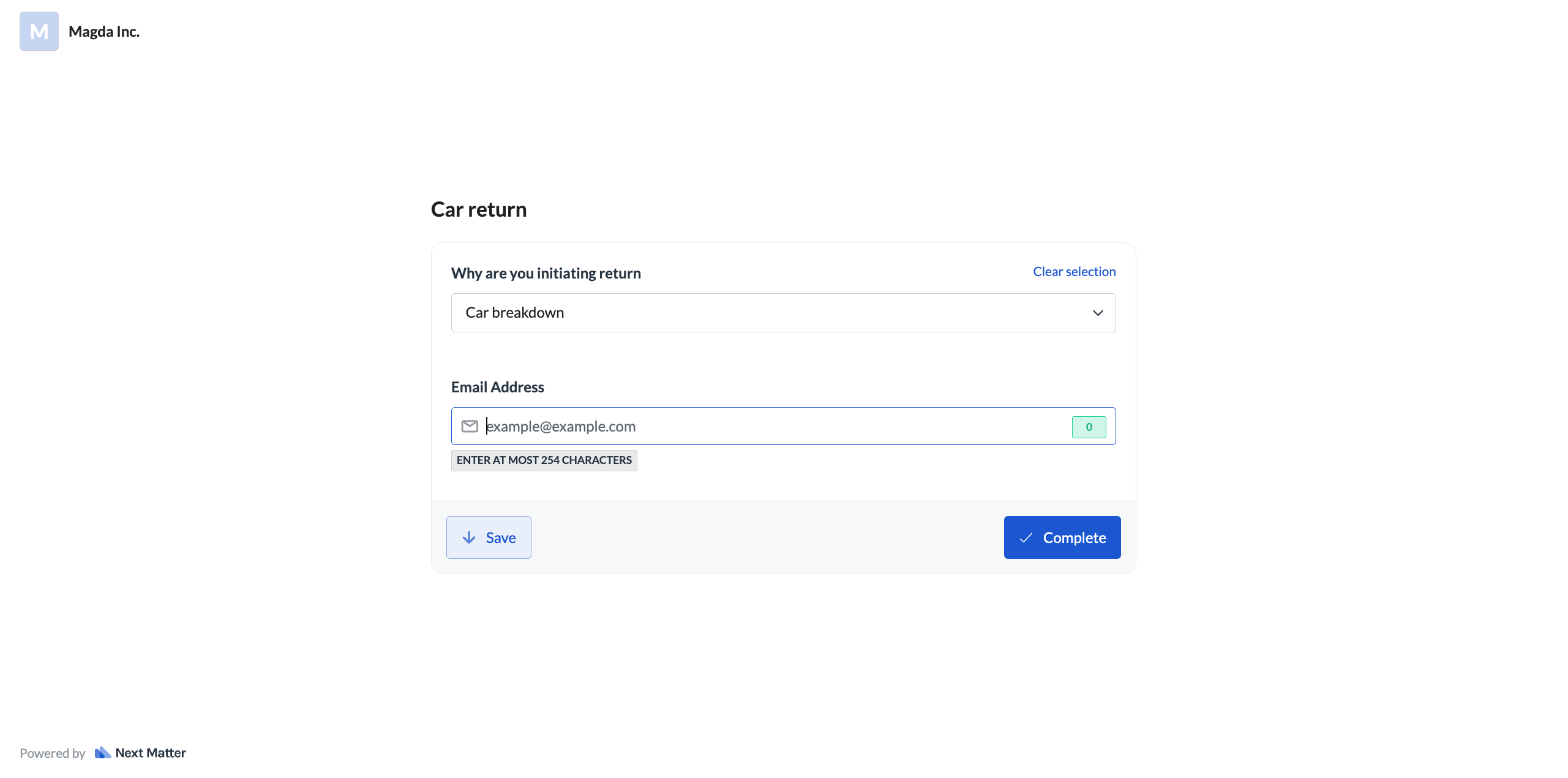 Customers can start workflows by filling in an external form. No login needed!