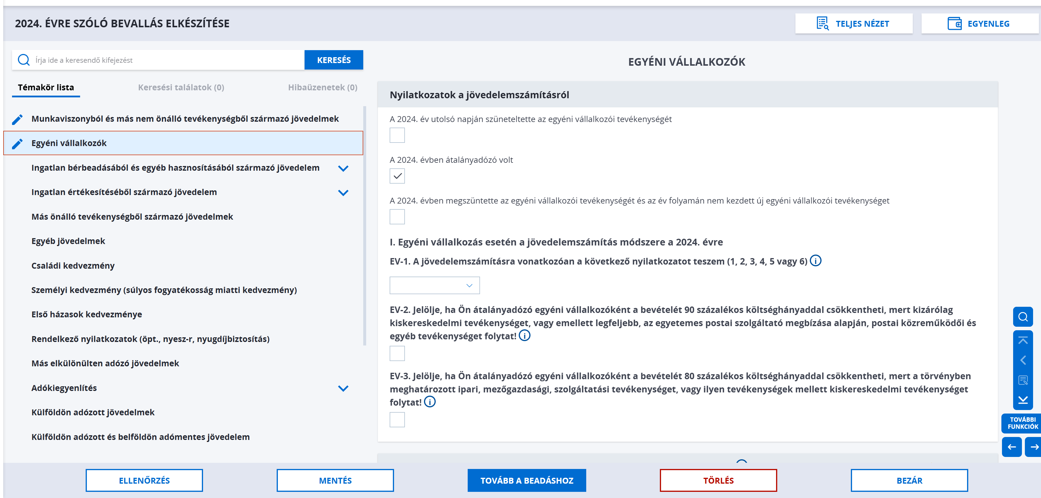 Nyilatkoznod kell arról, hogy a 2024-es év során milyen adónemek alá tartoztál.