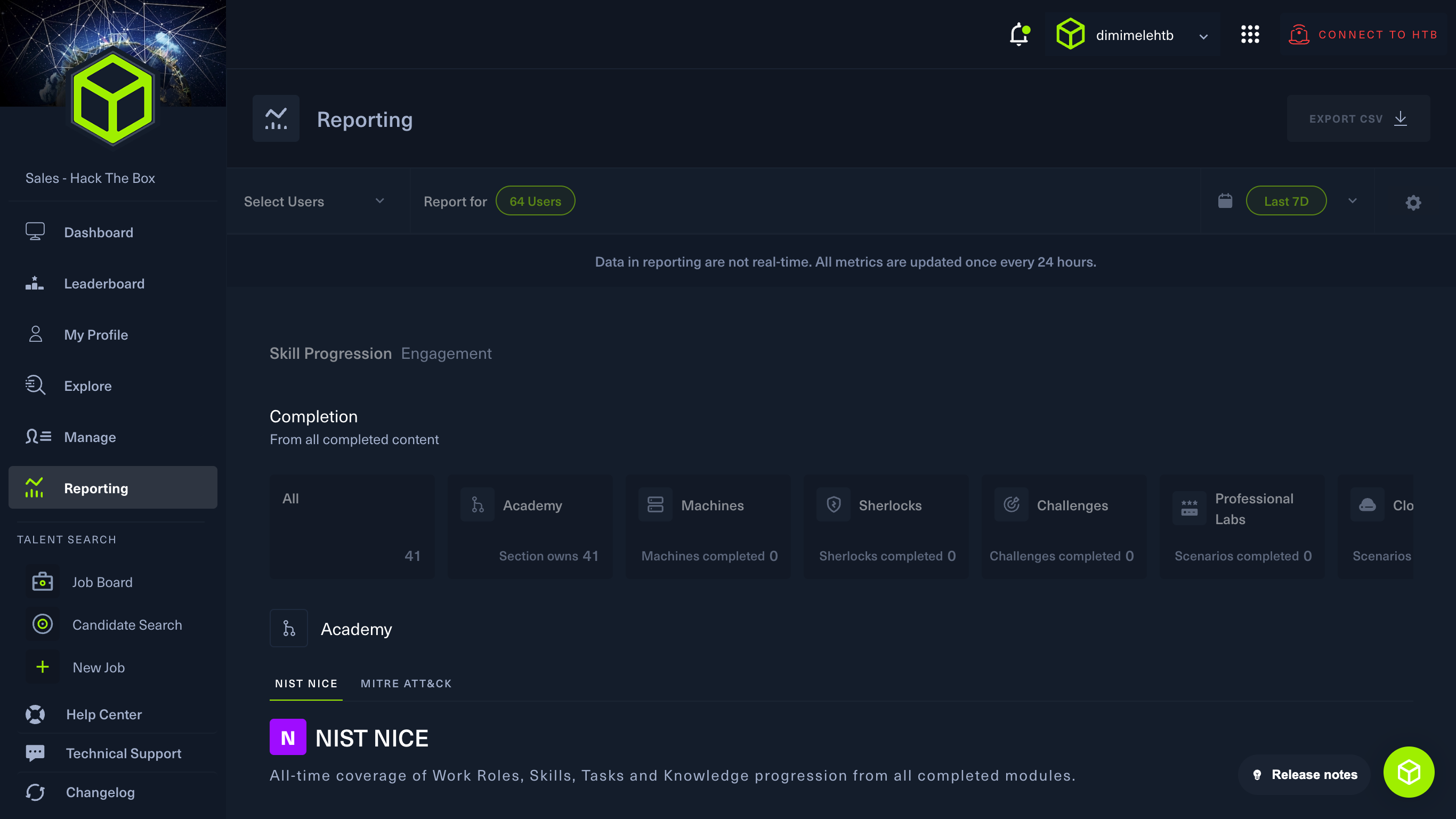 Click on **Engagement** to delve into user progression and activity 