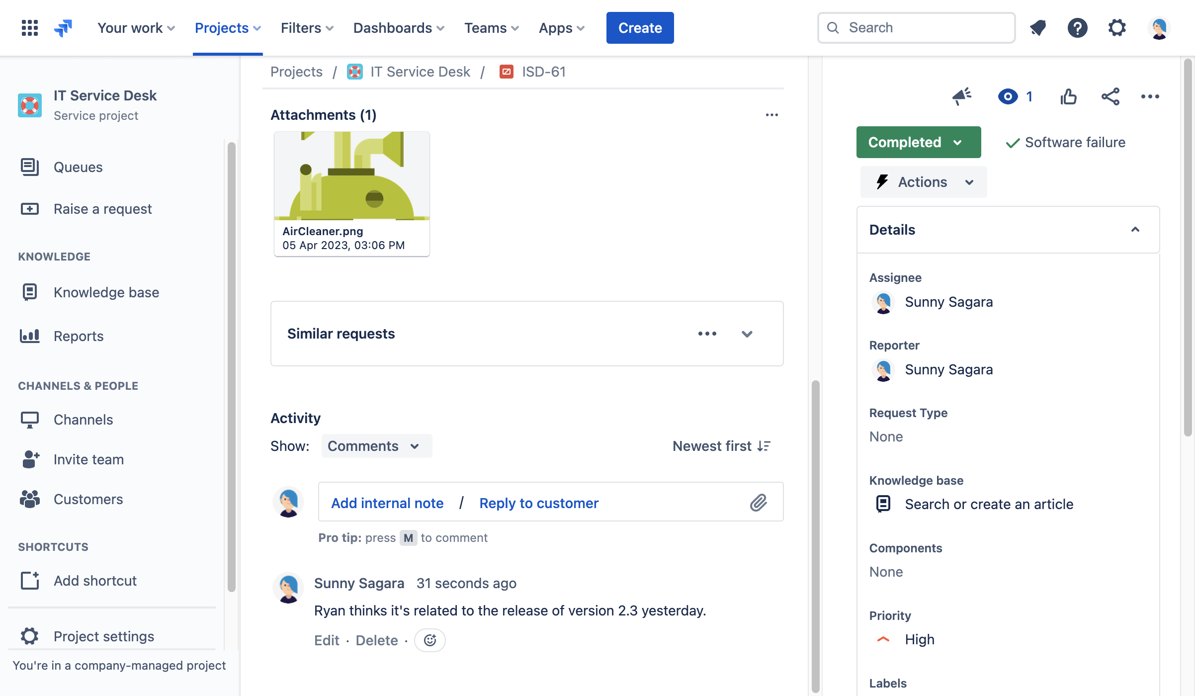 When an incident has been resolved in the IT Service Desk, it’s time for the support team to conduct a post-mortem and to note down the analysis in Confluence.