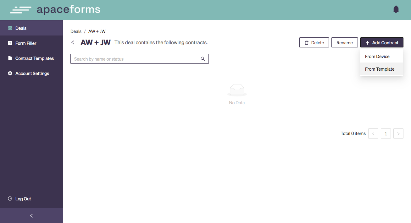 You've spent time creating Form Fillers and Contract Templates. Now it's time to put them to work! To begin, enter a deal, navigate to "+ Add Contract" and select "From Template"