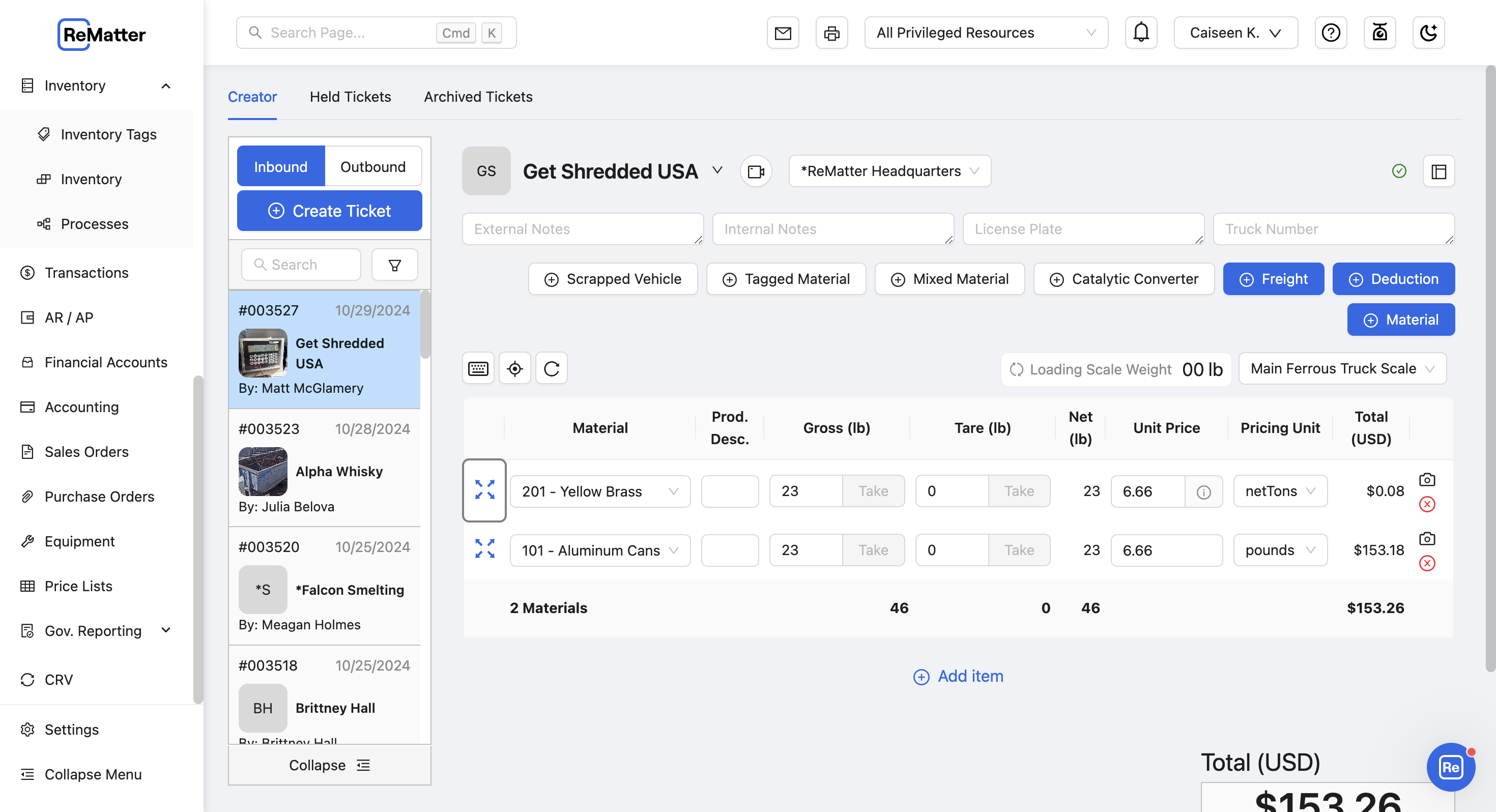 Click here to create your first scale ticket.